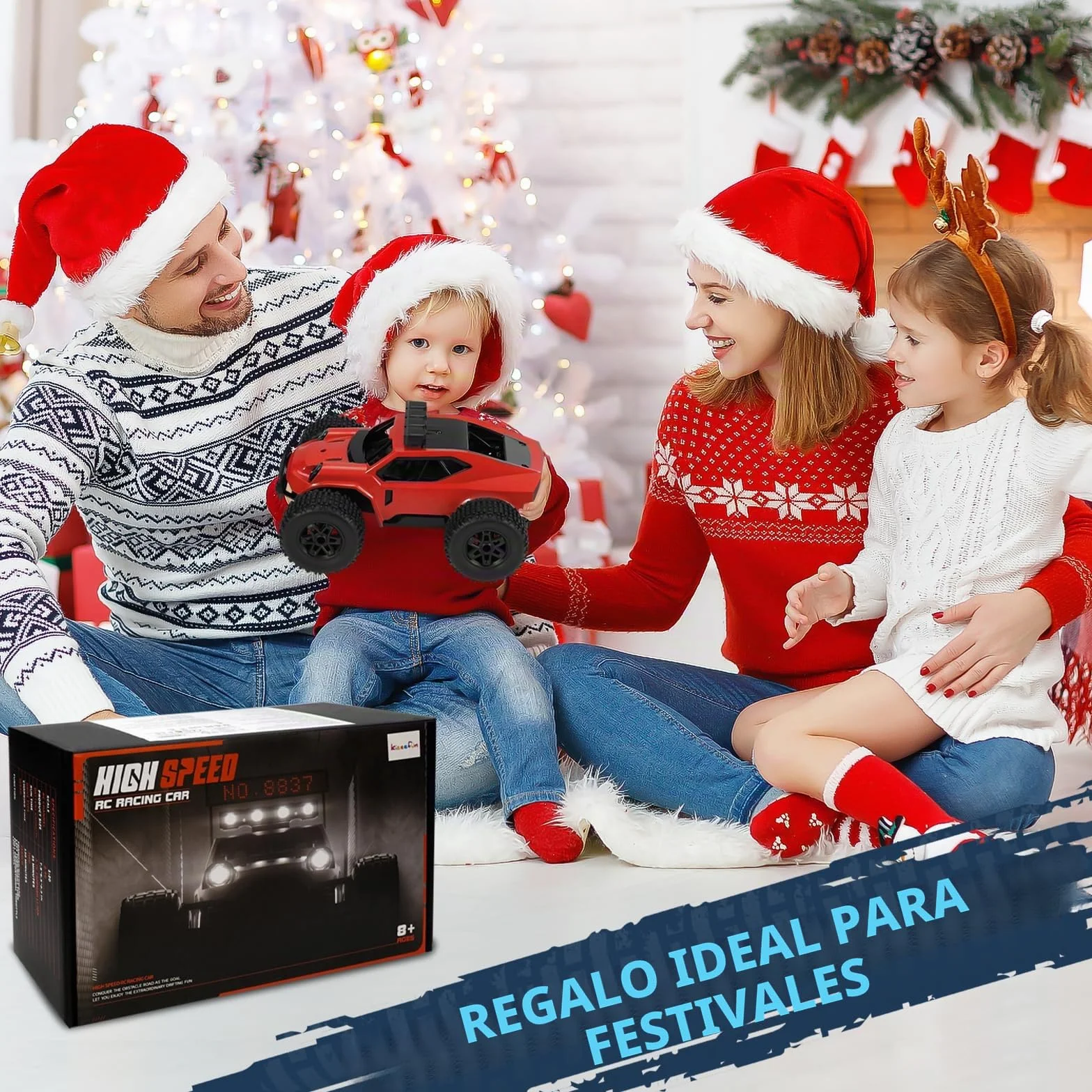 Kizeefun Coche teledirigido, 2,4 GHz 1/20 RC Auto Todoterreno 20 km/h Todos los terrenos, Juguete eléctrico, Coche Todoterreno RC con 2 baterías de reproducción y Faros LED Regalo Pascua para niños