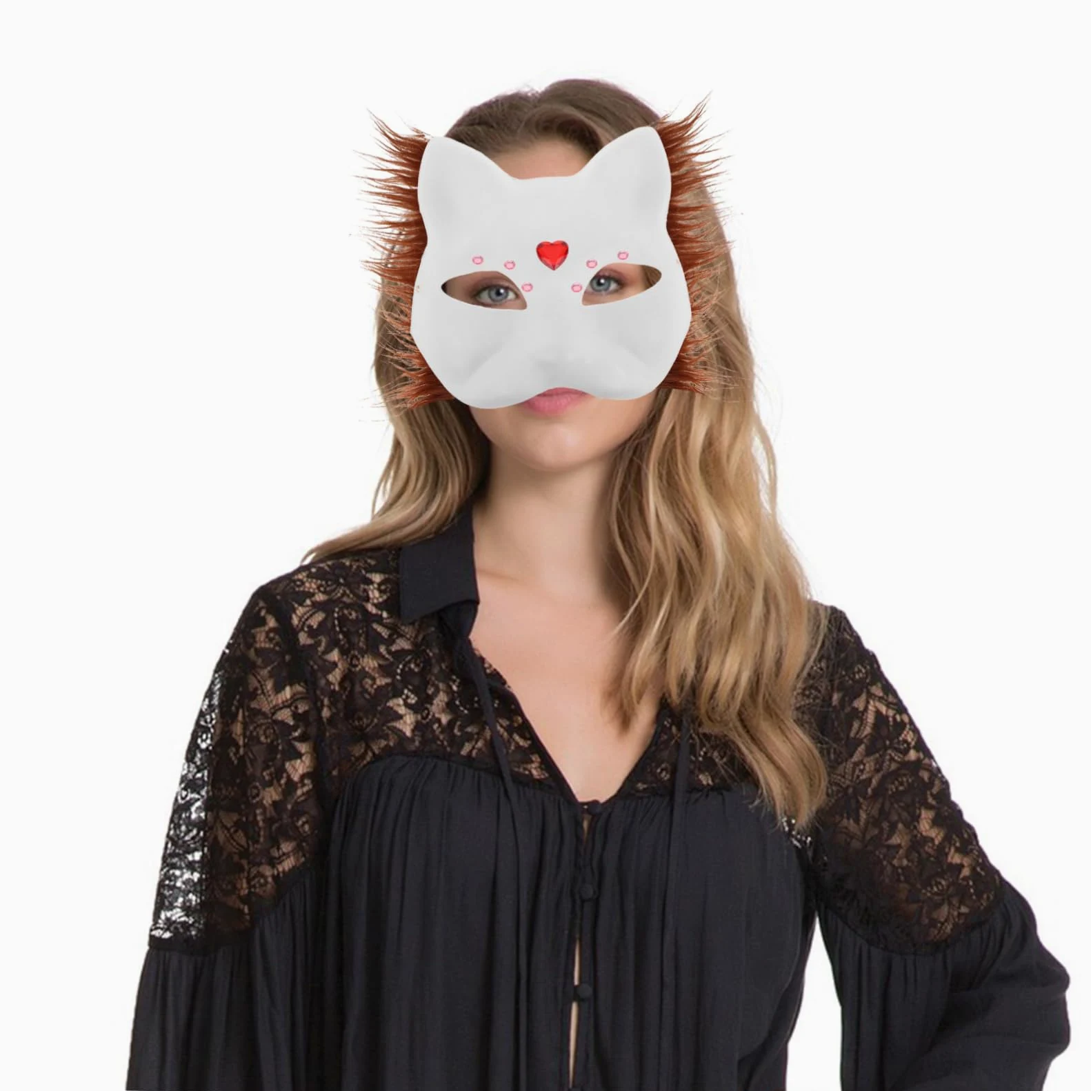 1juego white Para Pintar Con Tela De Fieltro y Malla Para Ojos Para Cosplay y Fiestas De Halloween Actividad Creativa Para Mascotas