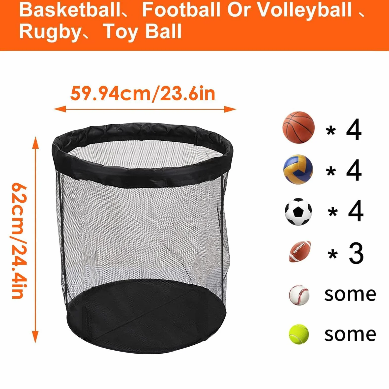 Saco para Guardar Pelotas Bolsa de Malla 15 L Deportiva para Baloncesto Pilates Natación