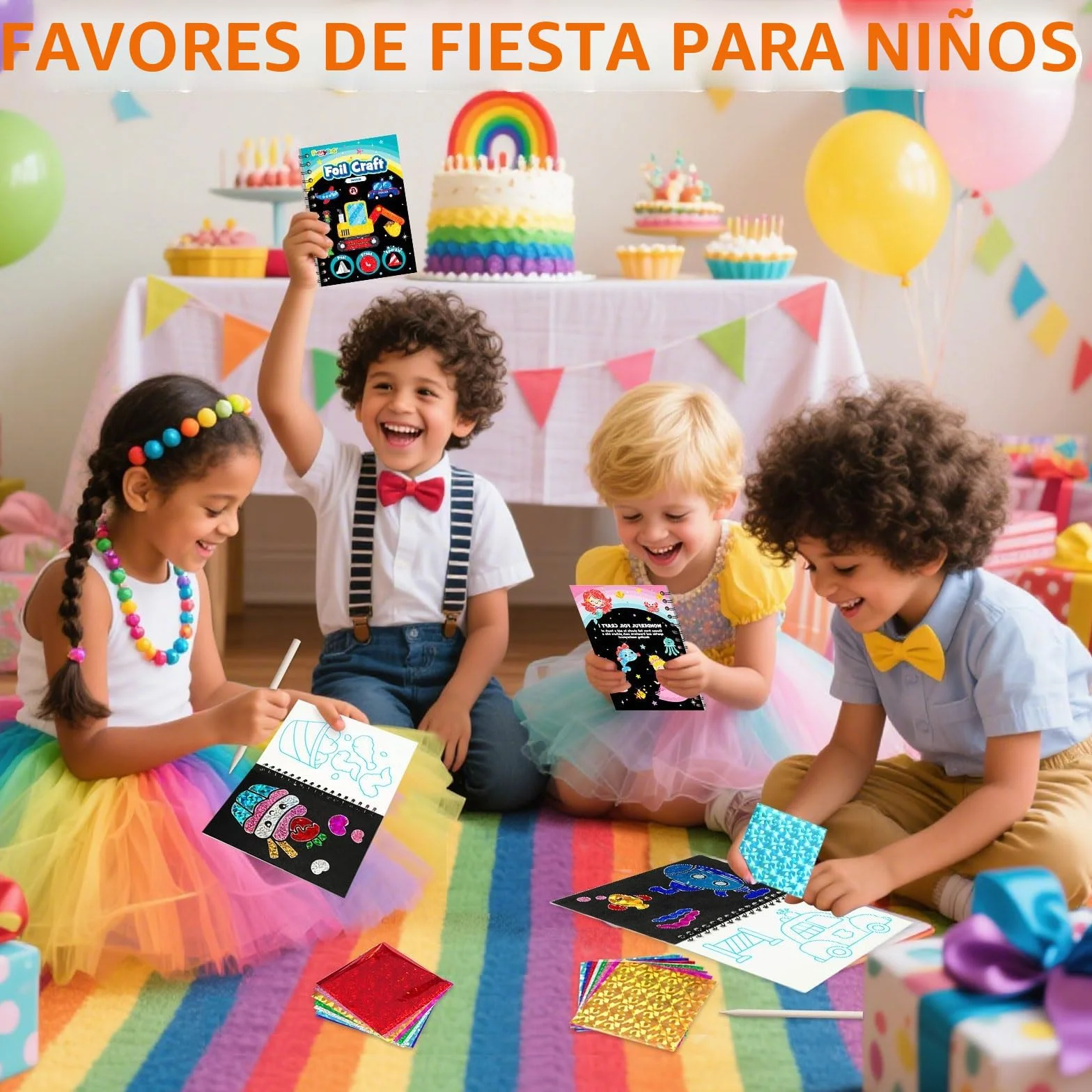 FUNNYB&G Arte con Foil Actividad Libros Colorear Detalles Cumpleaños niños, 2 IN 1 Foil Art&Livros de Colorir infantis, Regalos Cumpleaños Niños Colegio|Manualidades Niños Niña 4-10 Años (clásico 24)