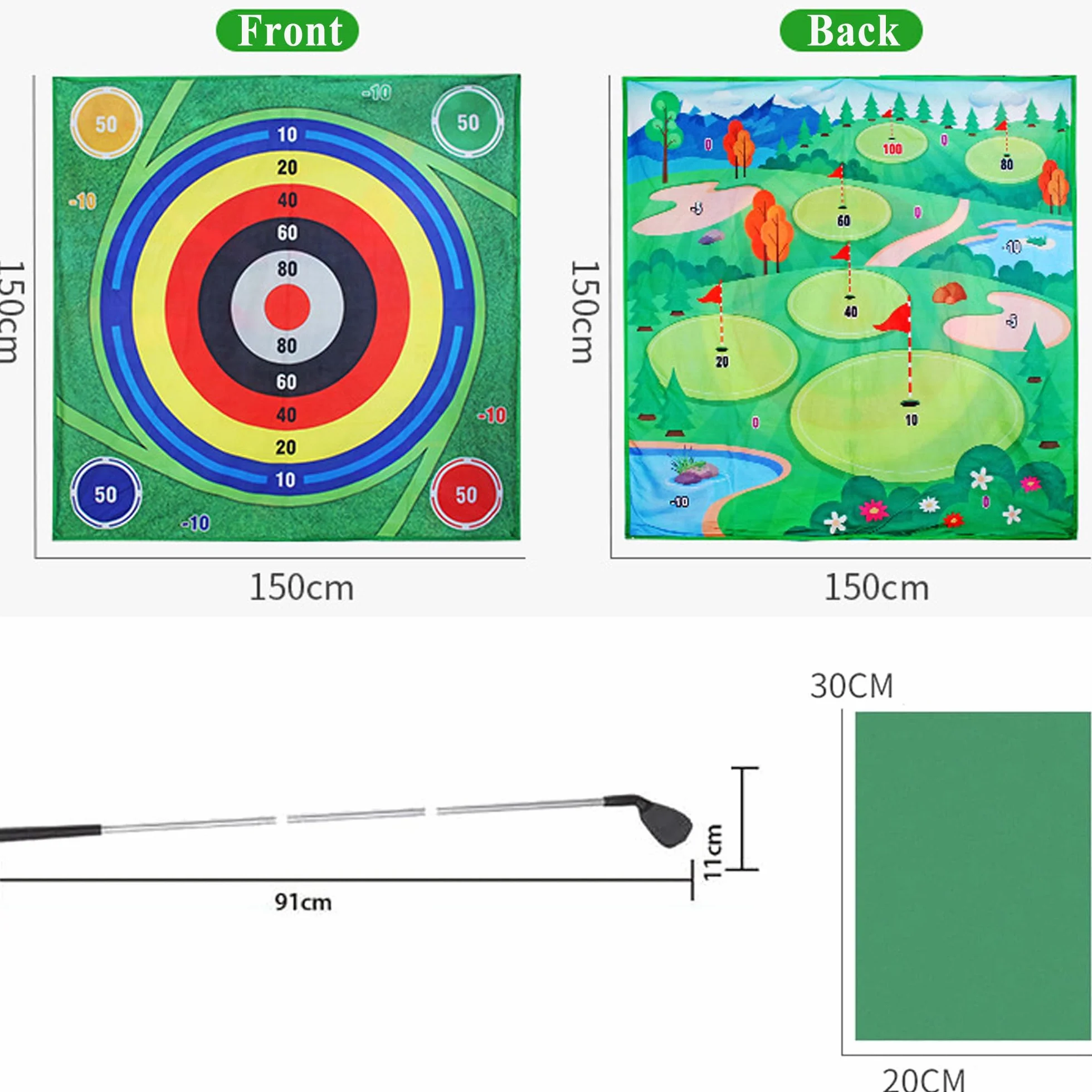 Juego De Juegos De golf, Almohadilla De Juego De Doble Cara, Almohadilla De Golf Con 20 Bolas Juegos De golfs En Interiores Para Adultos y Niños En Casa, Entusiastas Del Golfs