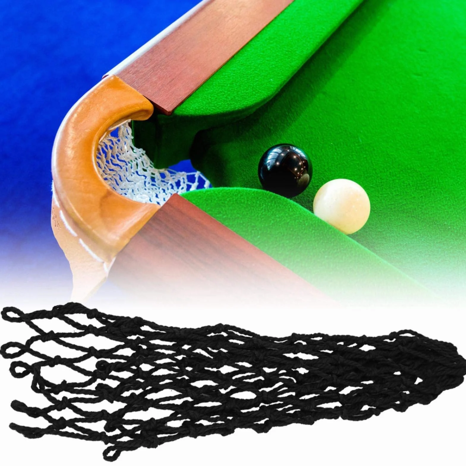 Billar Mesh Bag Snooker Table Net Replacement 6-Pack Black