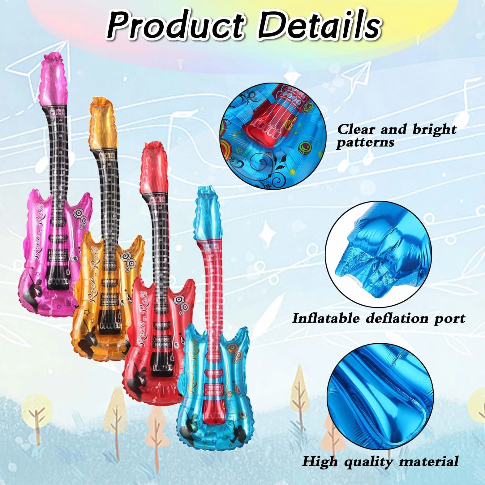 20 Juguetes inflables Rock Star Toys para decoración de Carnaval y Fiestas，Set de Juguetes Musicales para Rock Infantil, con Micrófono, Saxofón y Lentes, Fiestas y Eventos Temáticos