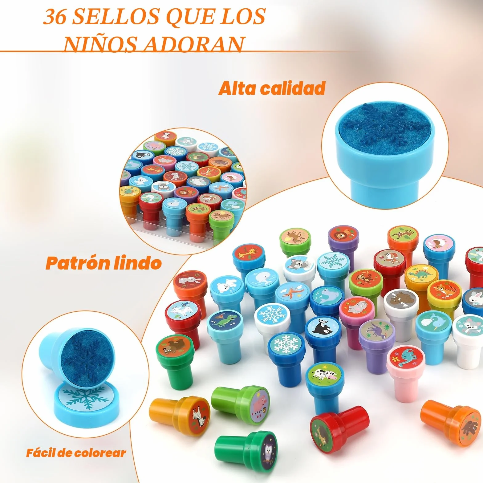 Collazoey 36 Piezas Sellos para Niños, Juego de Sellos de Animales Multicolores, Sellos Autoentintables para Niños,para Regalos de Fiestas Infantiles,Llenador de Bolsas de Regalo,premios Escolares