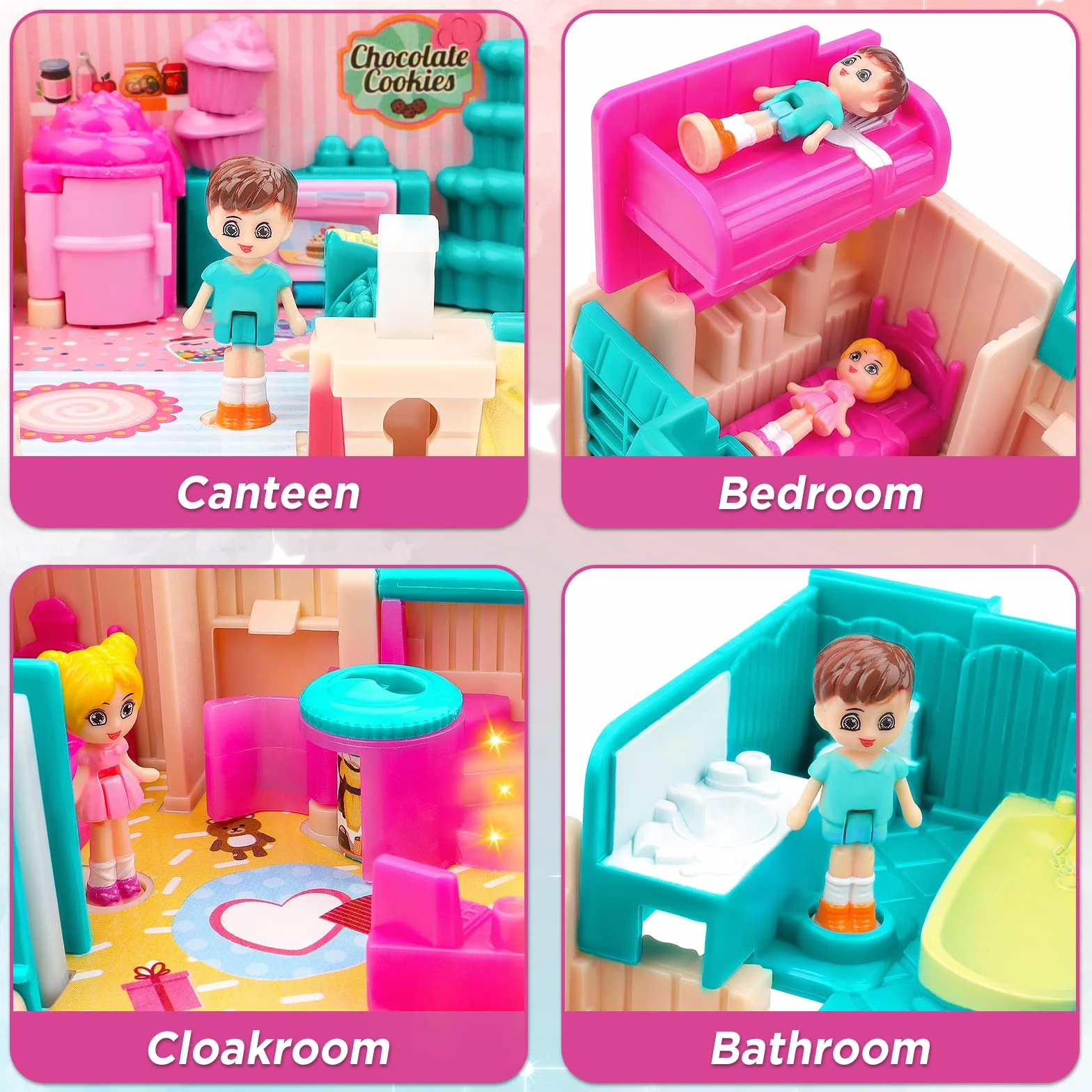 deAO 3D Casa de Muñecas, Dollhouse Panadería City Life Miniatura DIY Modelo Kit muñeca Niña 2 3 4 Años Adultos, Casita de Muñecas Amantes, Regalo de Cumpleaños