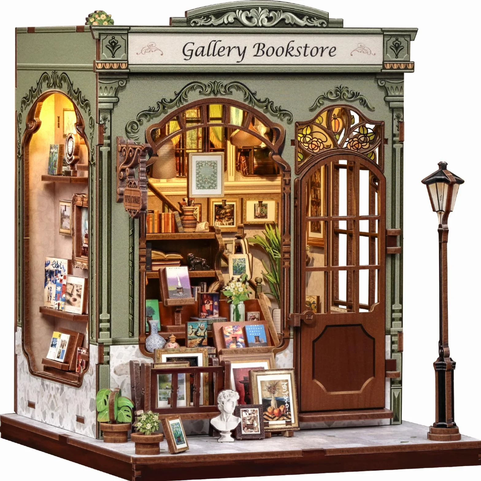 CUTEBEE Book Nook -Casa De MuñEcas Construye A Sí Mismo, Una Casa En Miniatura Retro Y ArtíStica, Bookend De Puzzle De Madera 3D, DecoracióN Creativa De EstanteríA, Regalos（Gellery Bookstore）
