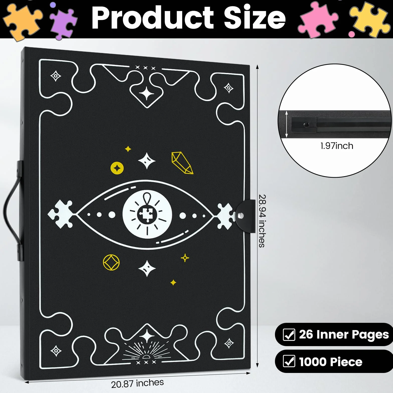 Carpeta de Almacenamiento de Rompecabezas 1000 Piezas, Estuche Portátil con 26 Bolsillos, Protector Antideslizante y Organizador de Piezas