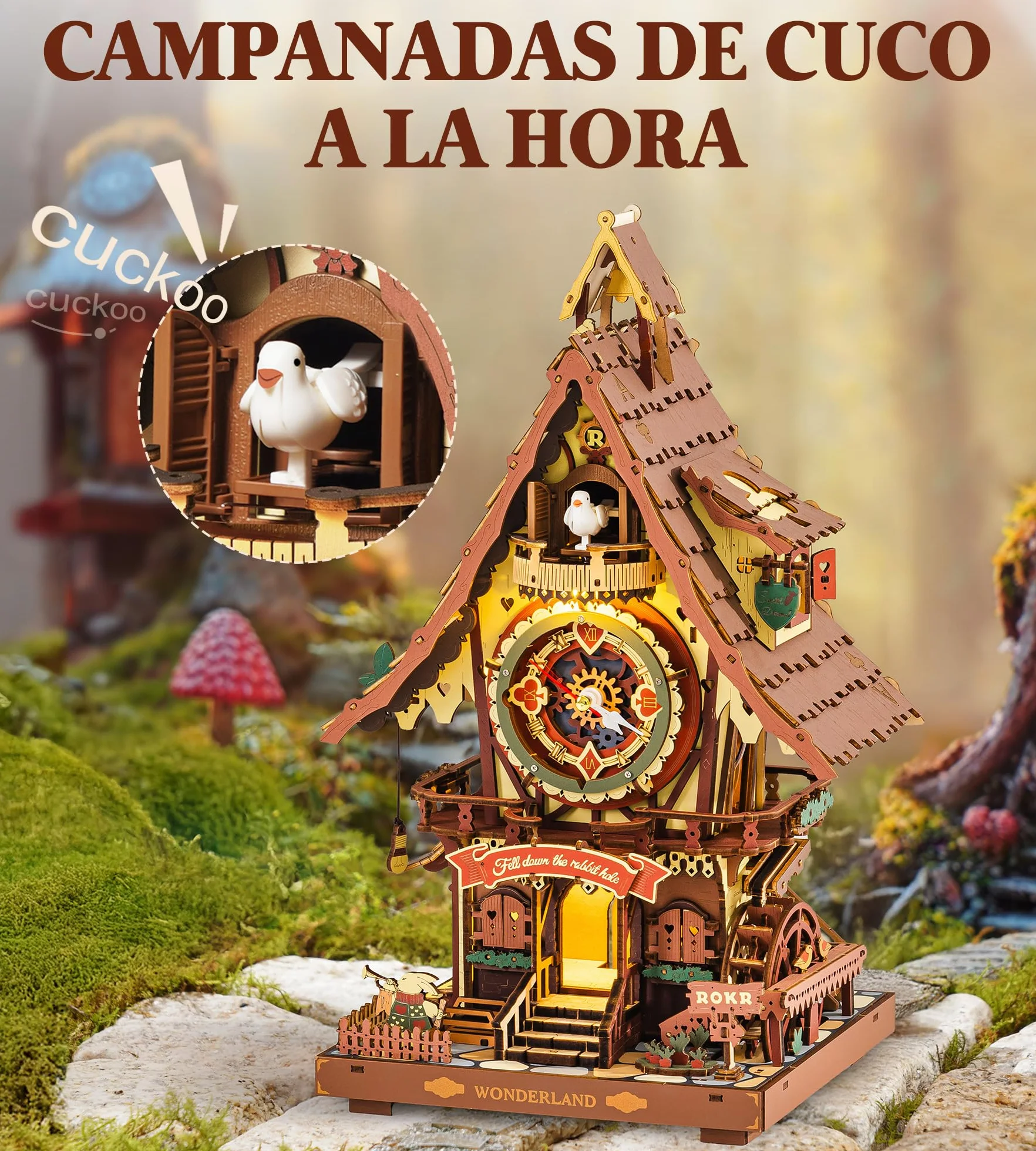 ROKR Puzzle 3D Madera Reloj de Cuco Maquetas para Construir Rompecabezas adultosAdultos Regalos Originales para Mujer Hombre Vendimia LC901C