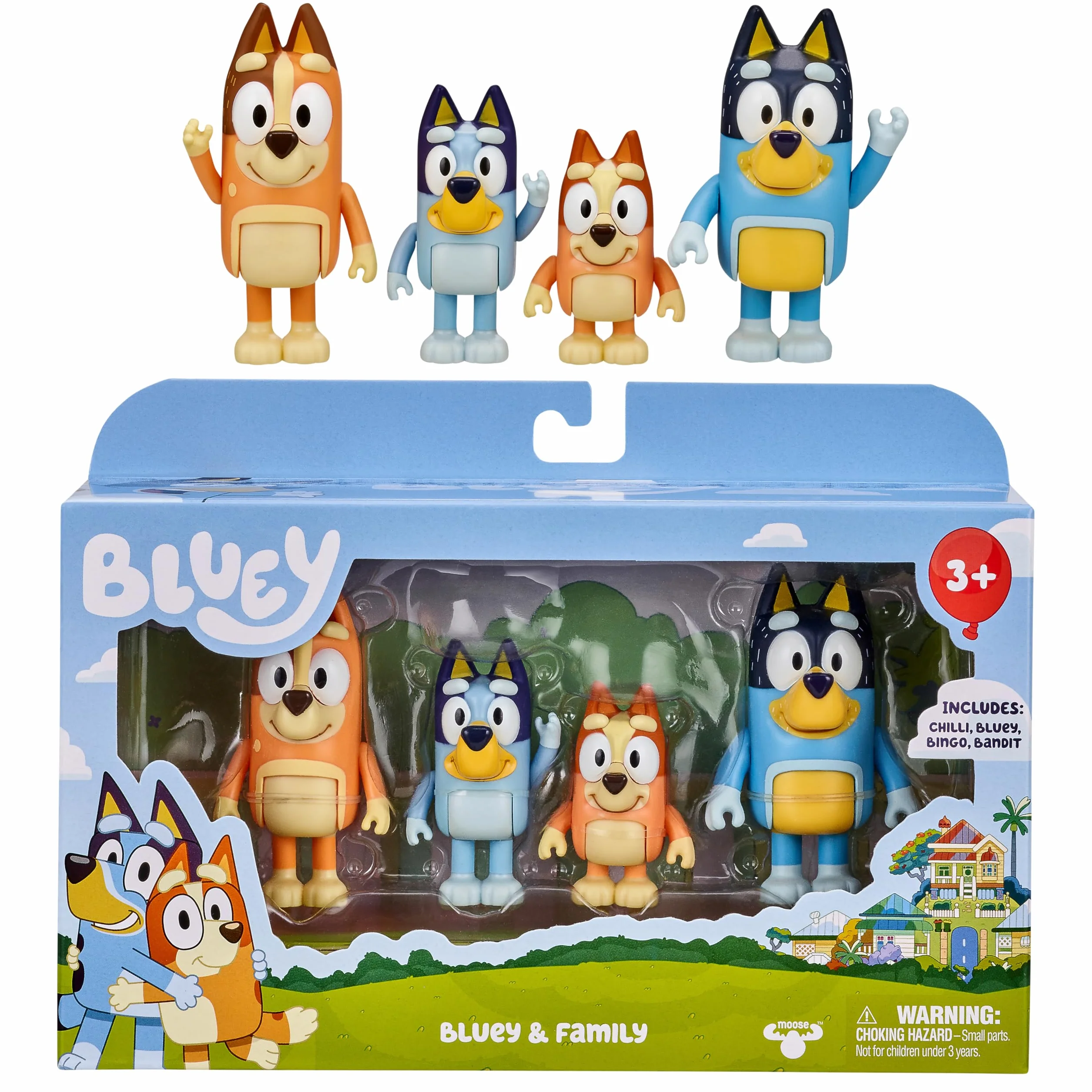 Bluey Pack de 4 Figuras Familia, Figuras de 6,3-7,6 cm