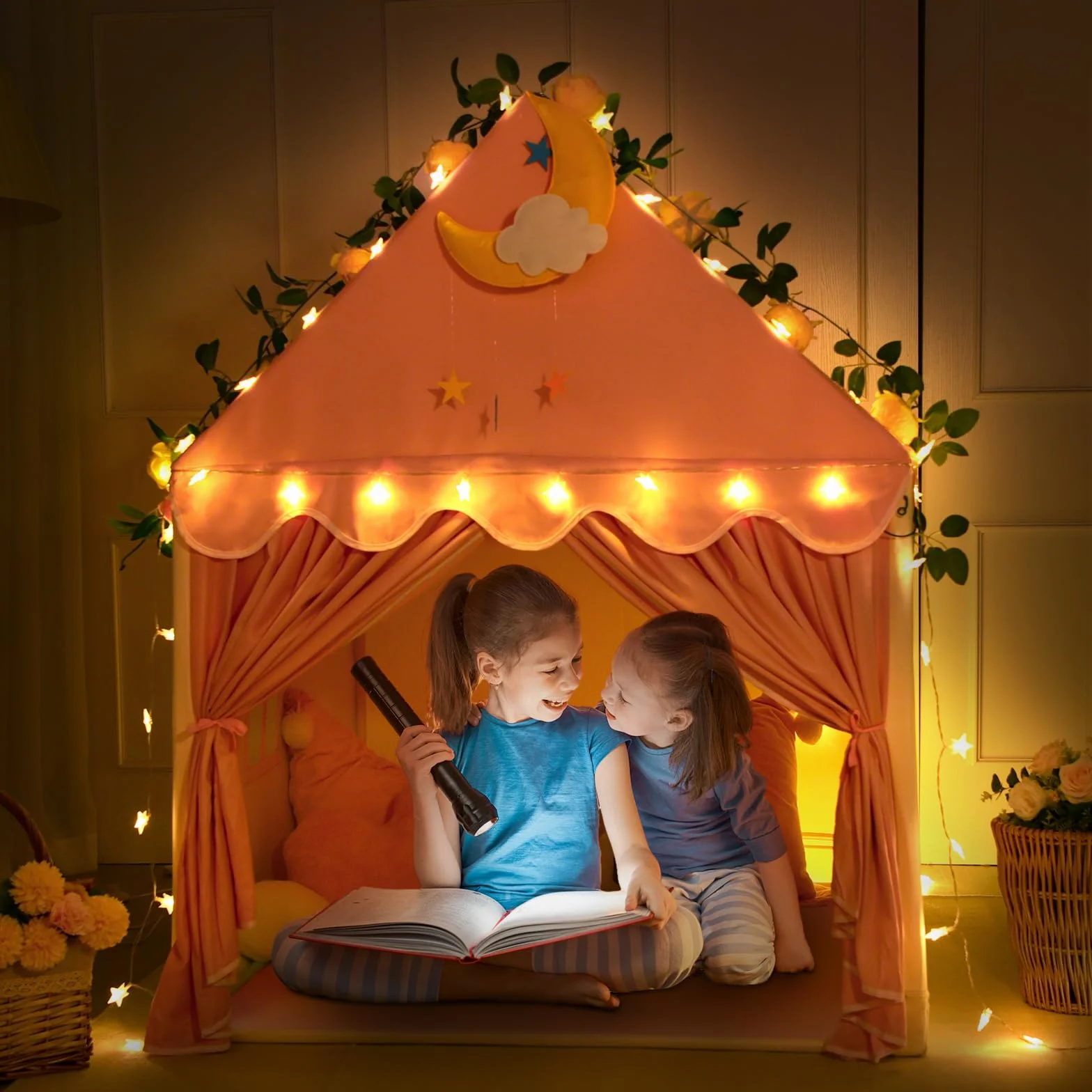 Wilwolfer Tienda de Juego para Niños Tipi Casa Infantil de Tela Interior Exterior Juguete