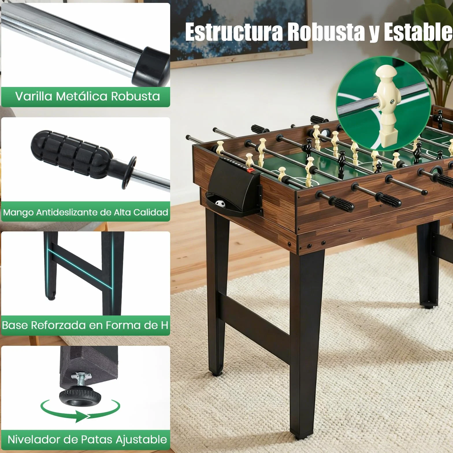 GOPLUS Mesa de Juegos 10 en 1, Mesa Multifuncional con Futbolín, Hockey de Aire, Billar, Ping Pong, Shuffleboard, Bolos, Ajedrez, Damas, Backgammon, Set Apilable para Hogar, Oficina, Bar