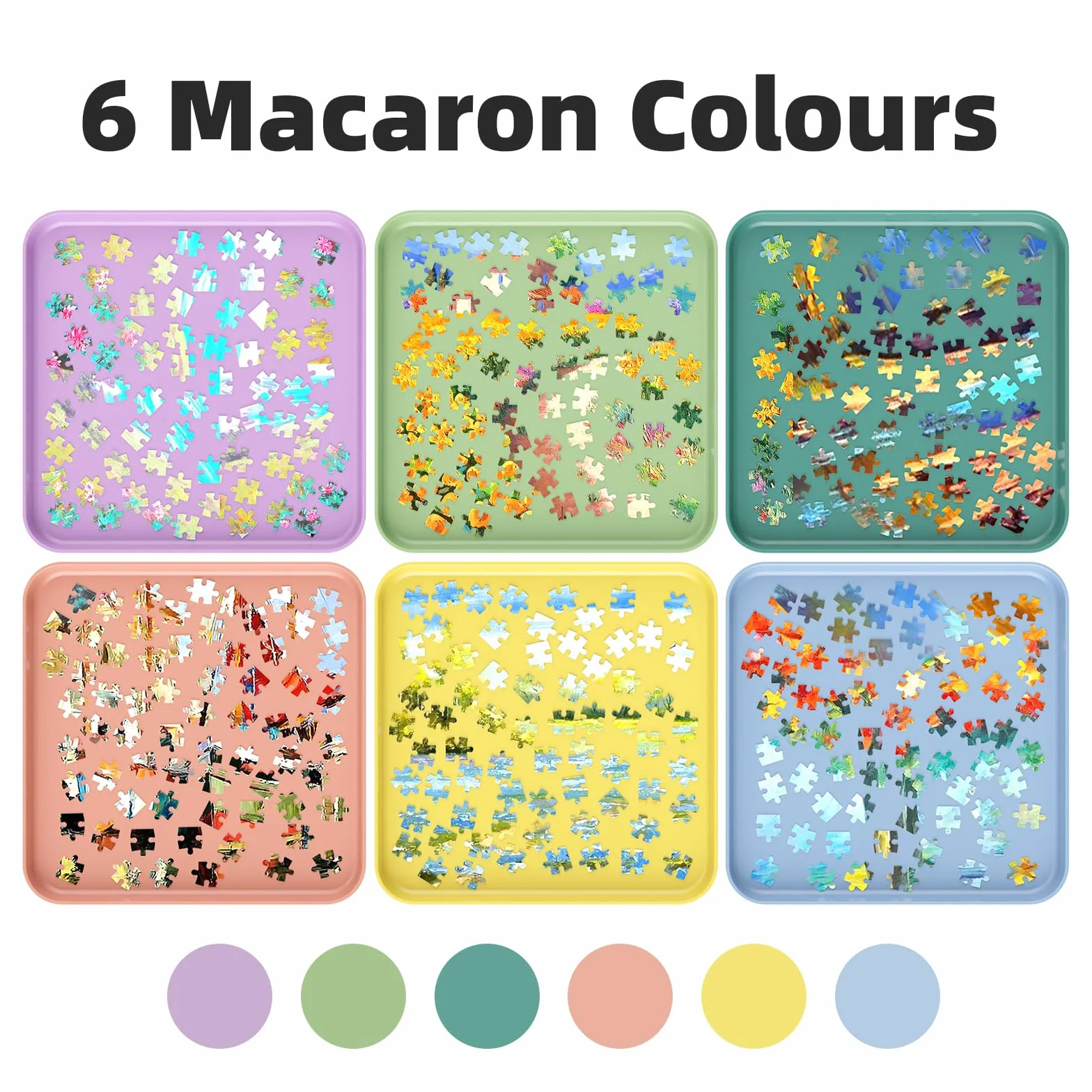 MOZOOSON 6 Bandeja Clasificadora de Rompecabezas, Puzzle Organizer, Guarda Puzzle hasta 1000 1500 2000 Piezas, Prácticos Accesorios para Puzzles