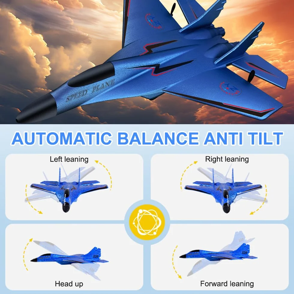 Avión teledirigido 2CH, 2,4 GHz, avión teledirigido, juguete de poliestireno con luz LED, aviones teledirigidos con control remoto y carga USB, avión RC para adultos