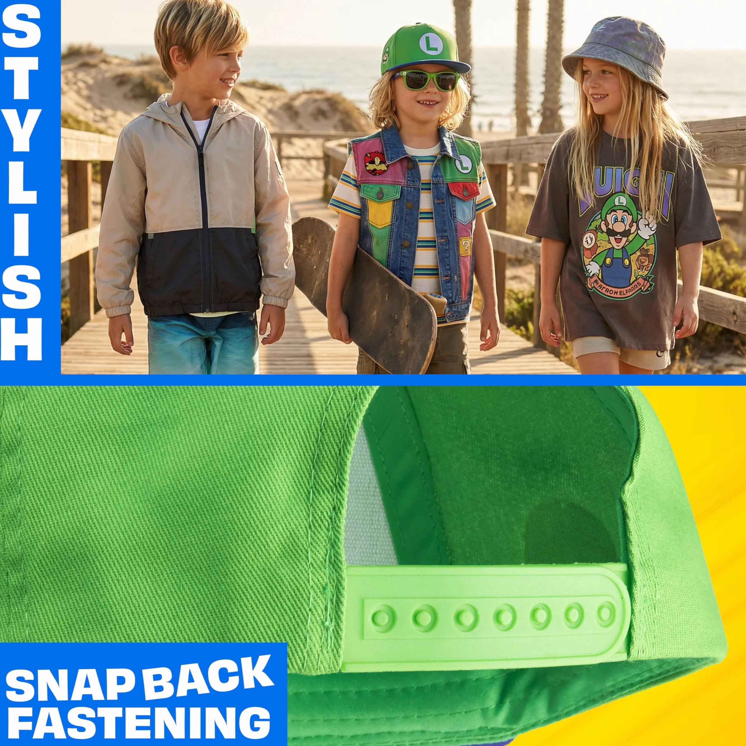 Gorra y Gafas de Sol Niño Set Minecraft Super Mario Bob Esponja Fortnite Protección UV Verano