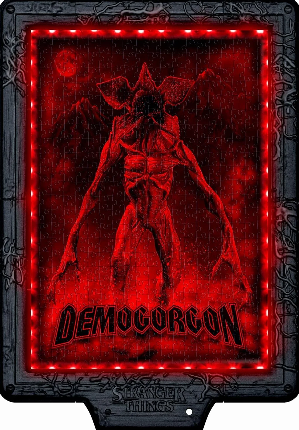 Clementoni - Puzzle Stranger Things - The DEMOGORGON'S Hunt, con luz LED: Rompecabezas de 520 Piezas, Escena Que Cambia de Color con Eleven contra Demogorgon