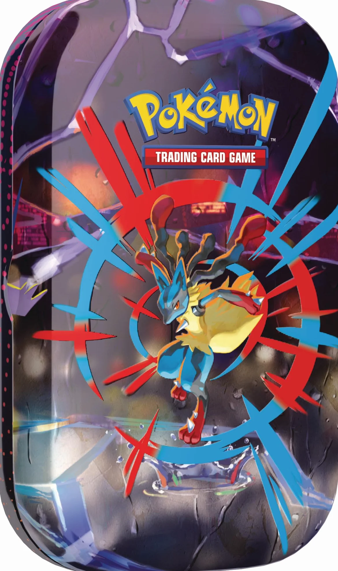 Pokémon: Minilata Megahéroes de Mega-Lucario de JCC Pokémon (1 Pegatina, 1 Tarjeta ilustrada y 2 Sobres de Mejora)