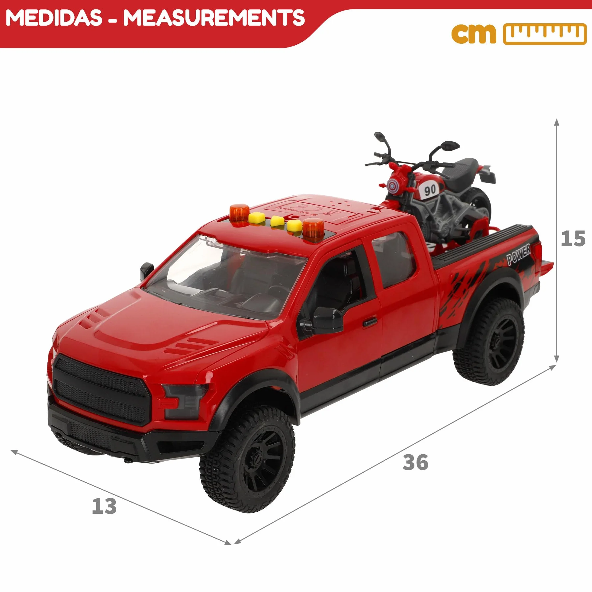 ColorBaby Speed & Go Coche Pick up con Moto, Sistema de fricción, Luces y Sonido, Puertas funcionales, Vehículo de Rescate, Escala 1:12, Niños a Partir de 3 años (39310)