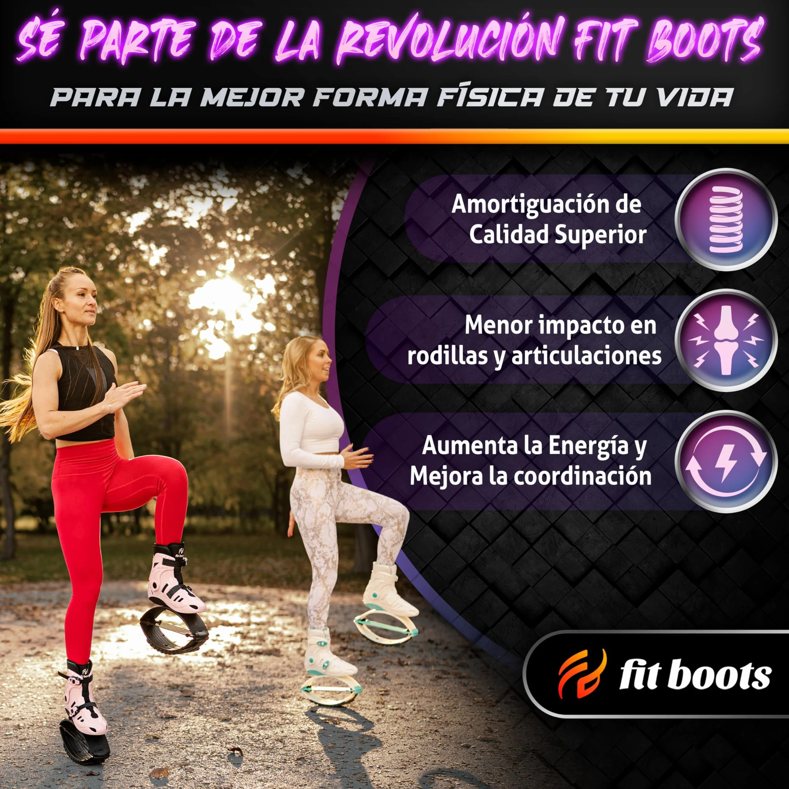 FIT BOOTS - Botas de Rebote de Nueva Generación, Originales Botas de Saltar de la Comunidad Internacional de Entrenamiento FitBoots Que Revolucionan tu Fitness, Zapatos Jump Boots