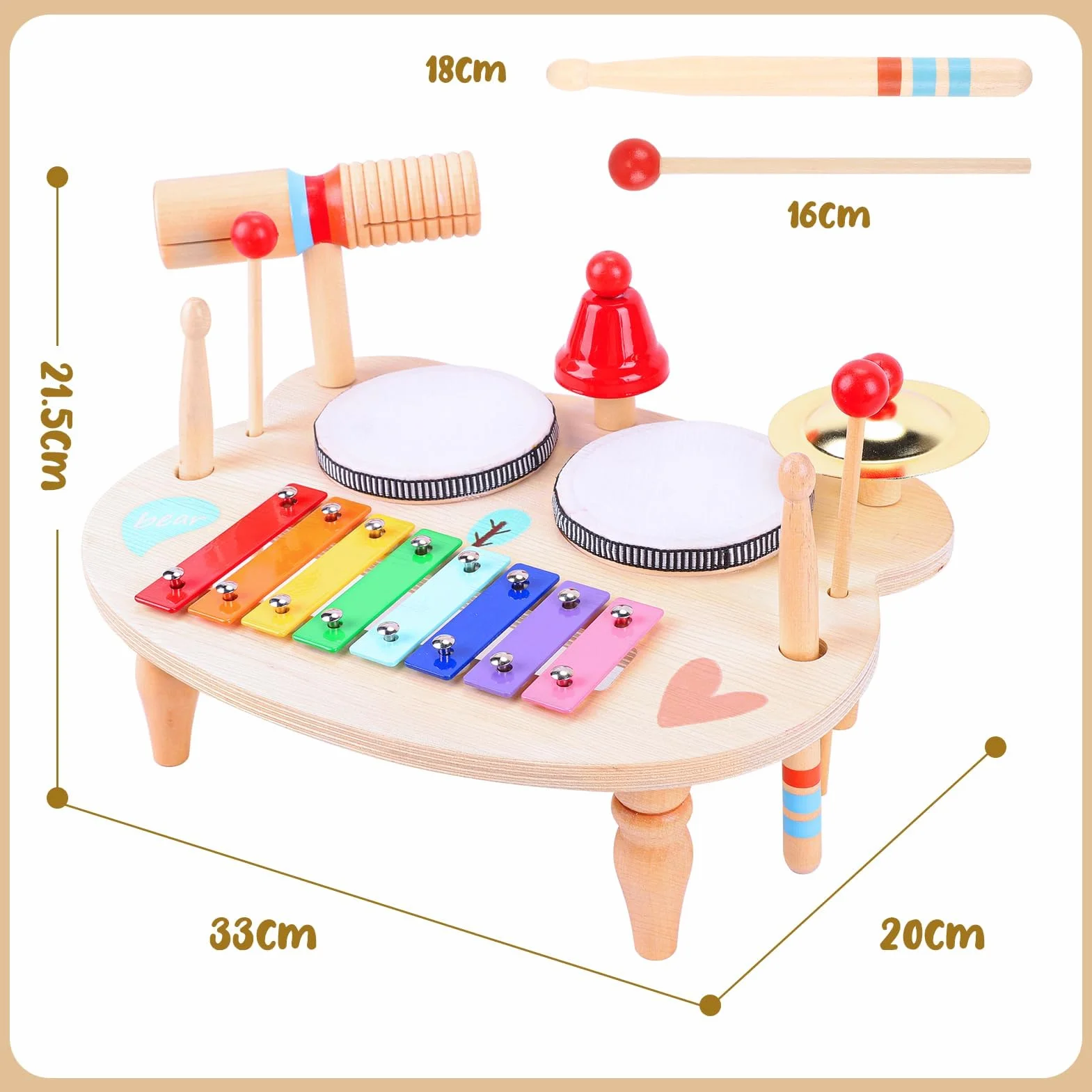 LZDMY Juguetes Instrumentos Musicales Infantiles, Juguetes Montesorri Madera de Tambores, Regalos Niños Niñas 3 4 5 6 Años para Navidad Cumpleaños Reyes Magos