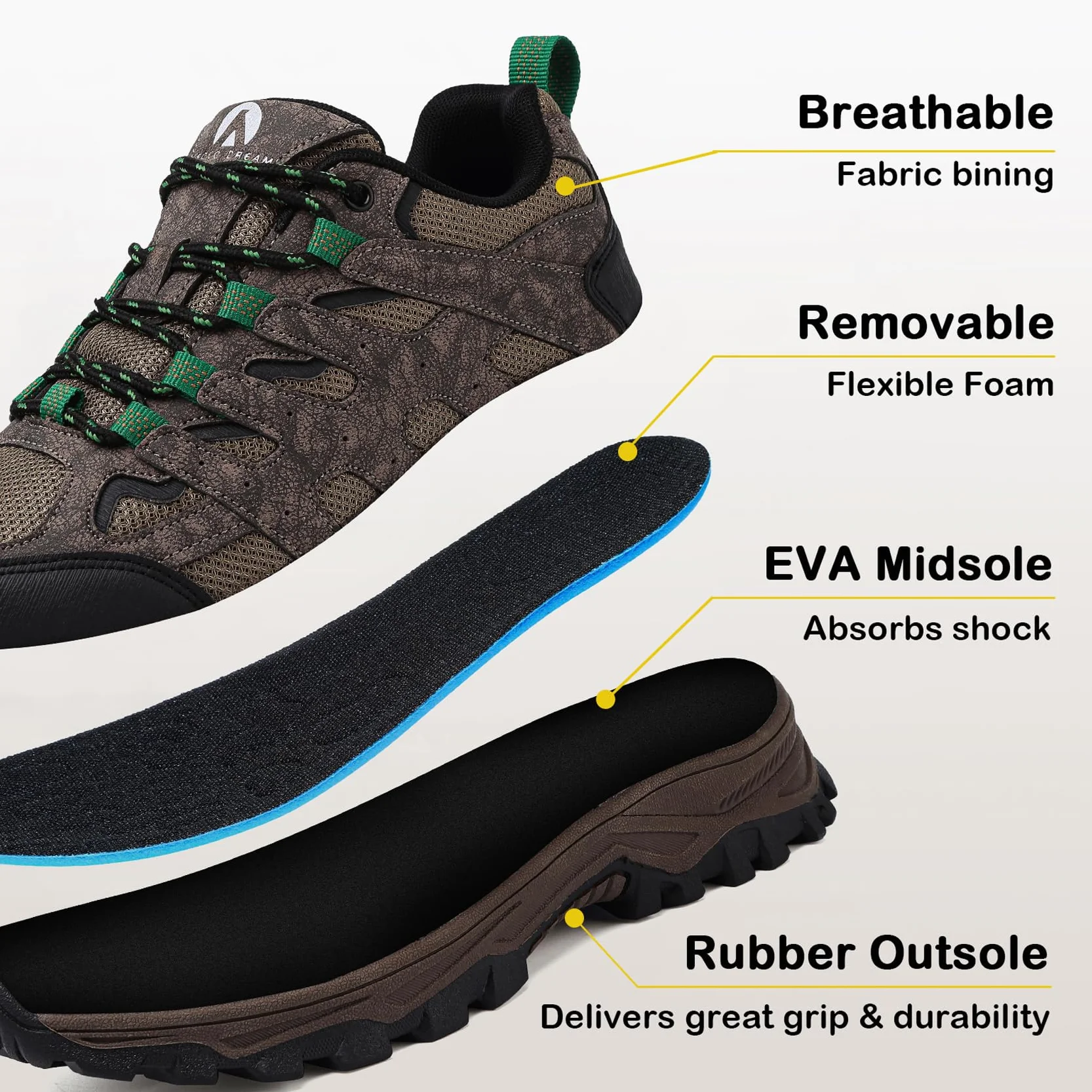 Zapatillas de Senderismo para Hombre Transpirables Ligeras Zapatos de Trekking Outdoor Montaña
