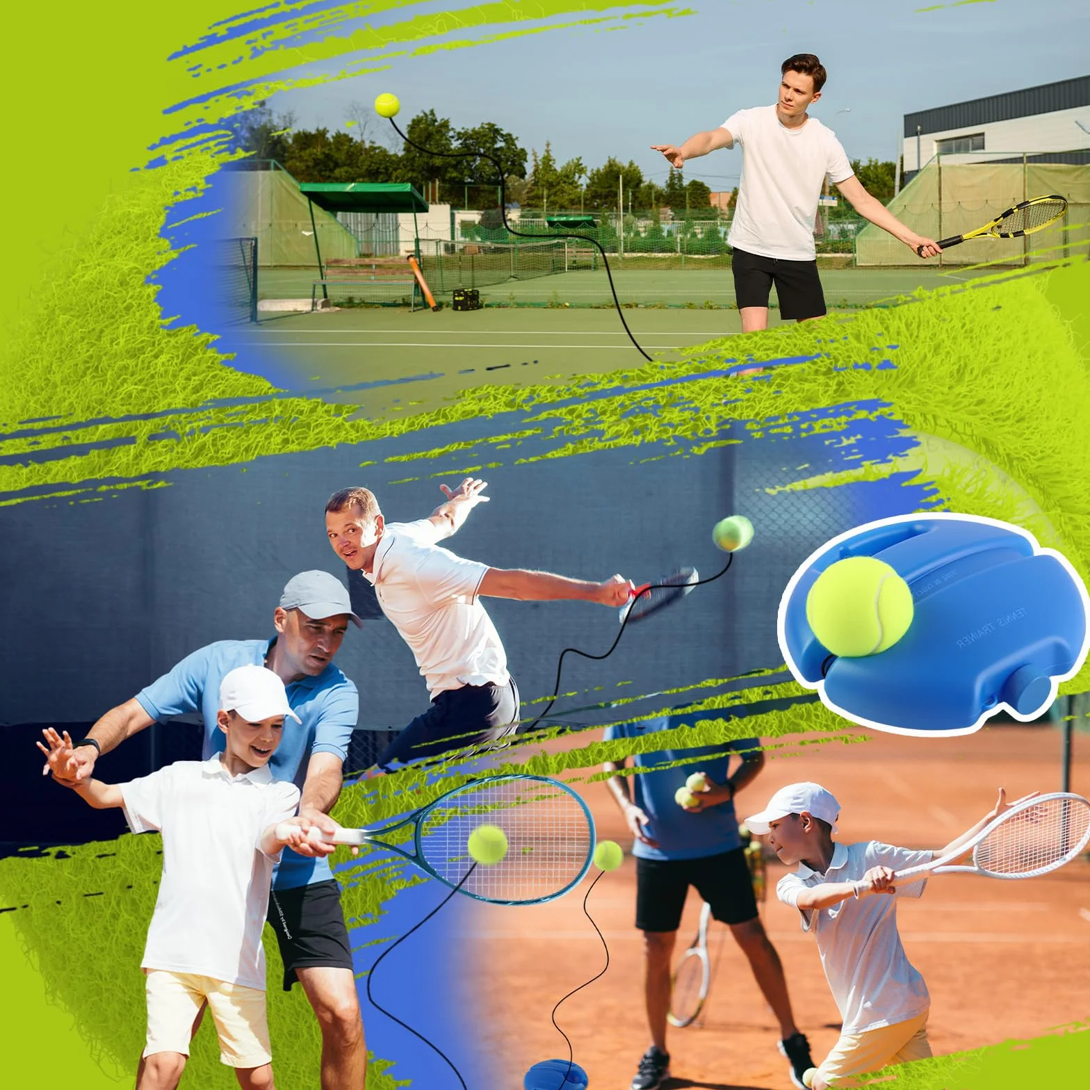 Entrenador de Tenis con 2 Pelotas Elásticas con Cuerda, Set para Entrenamiento de Reacción