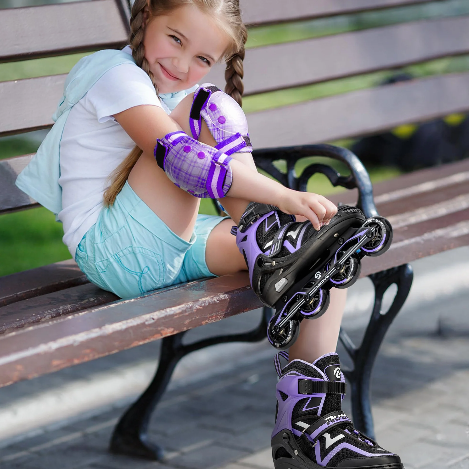 Ruthfot Patines en línea Ajustables Luminosos para niños y niñas 6-12 años
