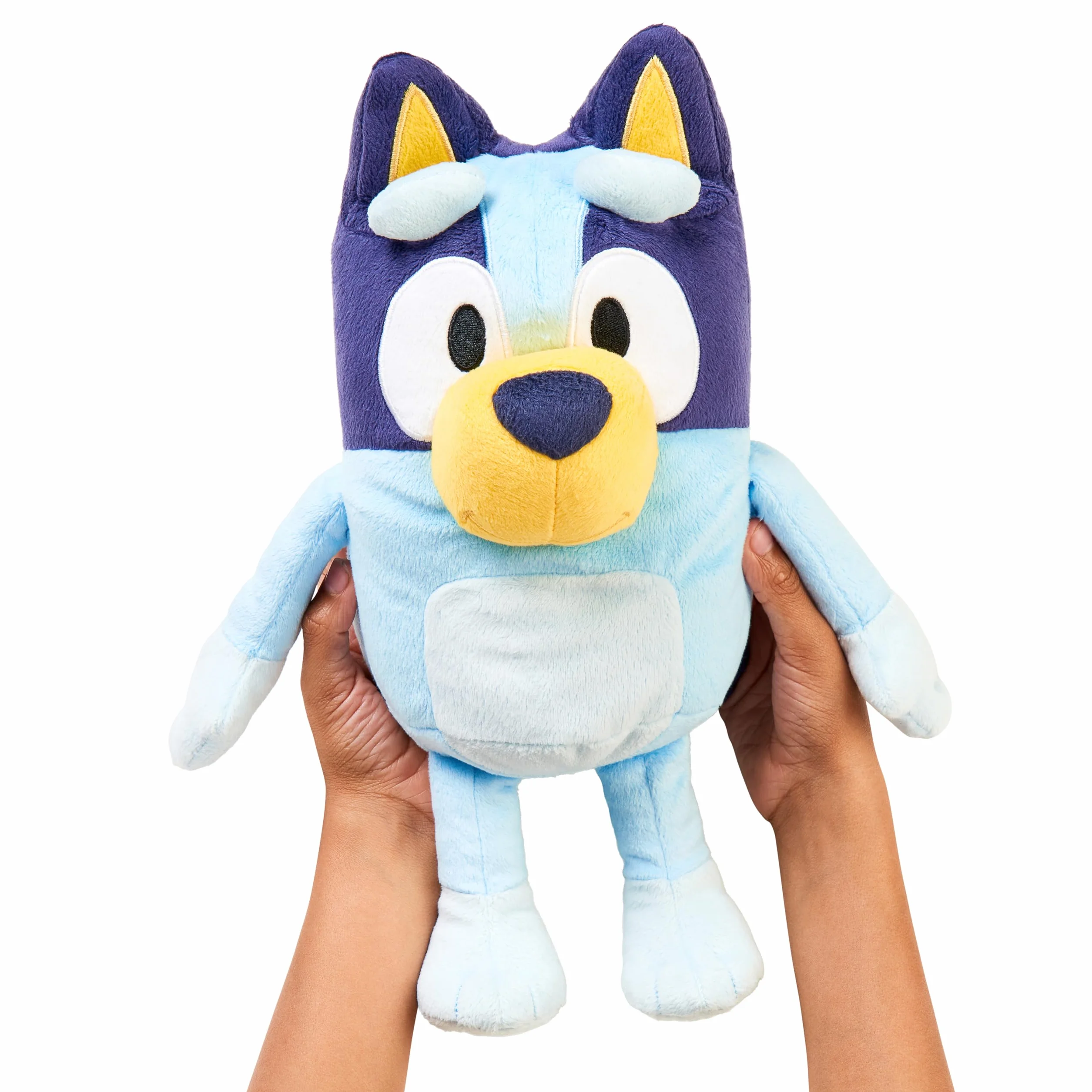 Bluey parlante de 33 cm, Peluche multilingüe parlante con 9 Frases y la canción de la Serie, Habla en 3 Idiomas Diferentes