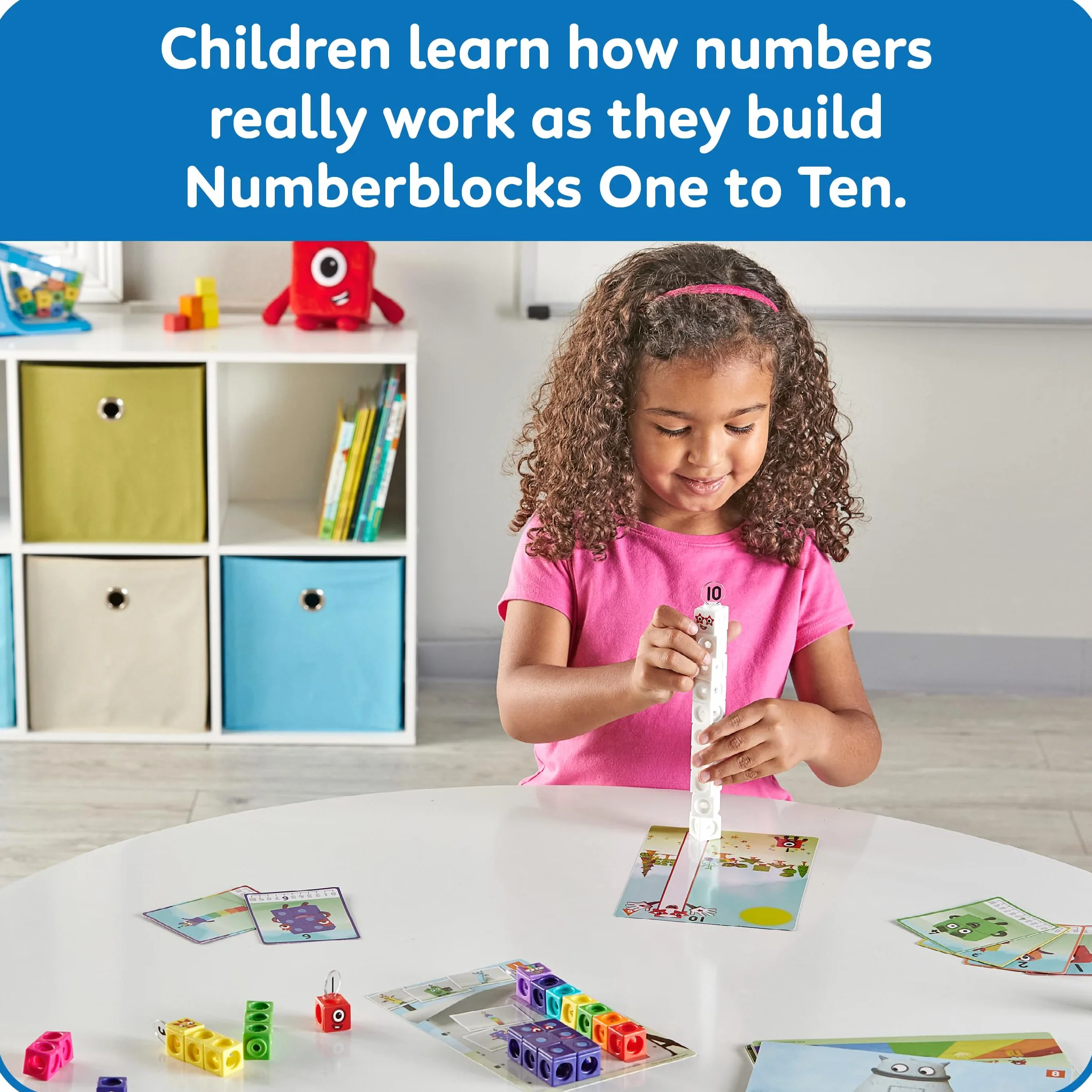Learning Resources MathLink Cubes Numberblocks 1–10, Juego Educativo para Contar y sumar, Cubos conectables con Tarjetas de Actividades, 251 Piezas, Edades 3+