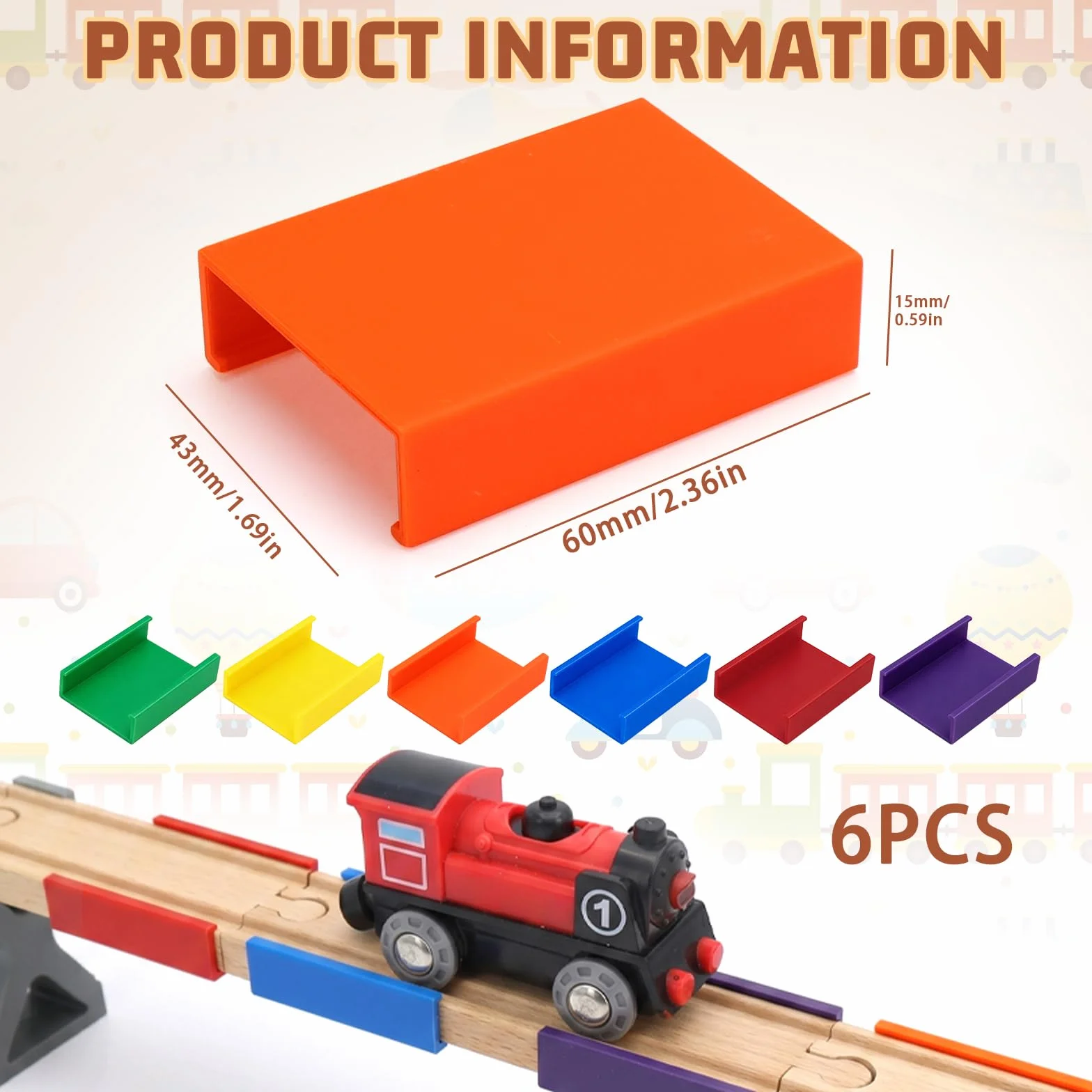 6 Piezas Rails Du Train Adaptador De Vía De Tren De Madera Piezas De Conector Universal Vías de Tren de Madera Adaptador de Puente Juguetes Educativos para Niños