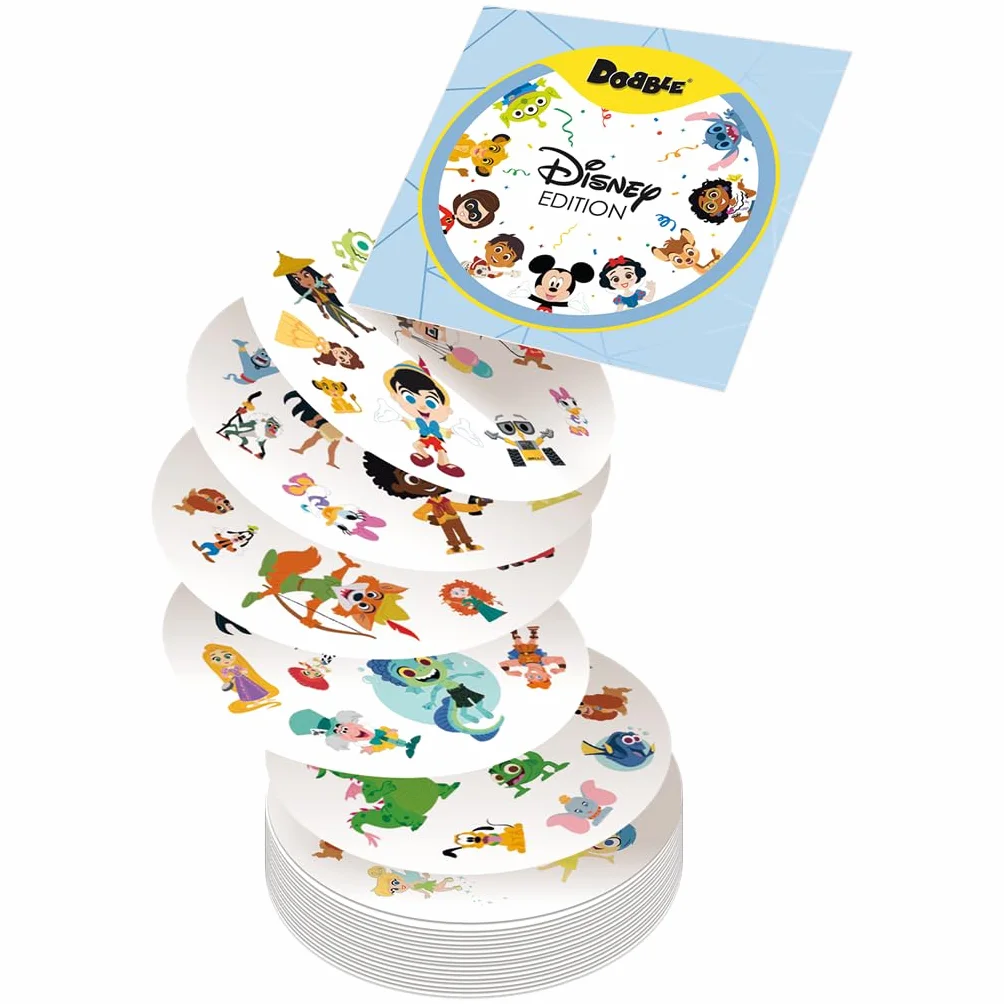 Asmodee Dobble Disney Edition, Juego de Cartas de Acción y Reflejos para Adultos y Niños, A Partir de 6 Años, De 2 a 8 Jugadores, 15 Minutos por Partida, Multilenguaje (Incluye Español)