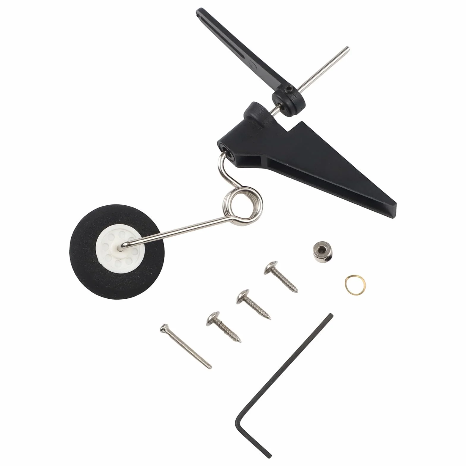 Conjunto de soporte de rueda trasera de avión RC para modelos de ala fija de tamaño 60-120 - Plástico ligero+metal+esponja tren de aterrizaje con apertura de 30 mm, 70 mm