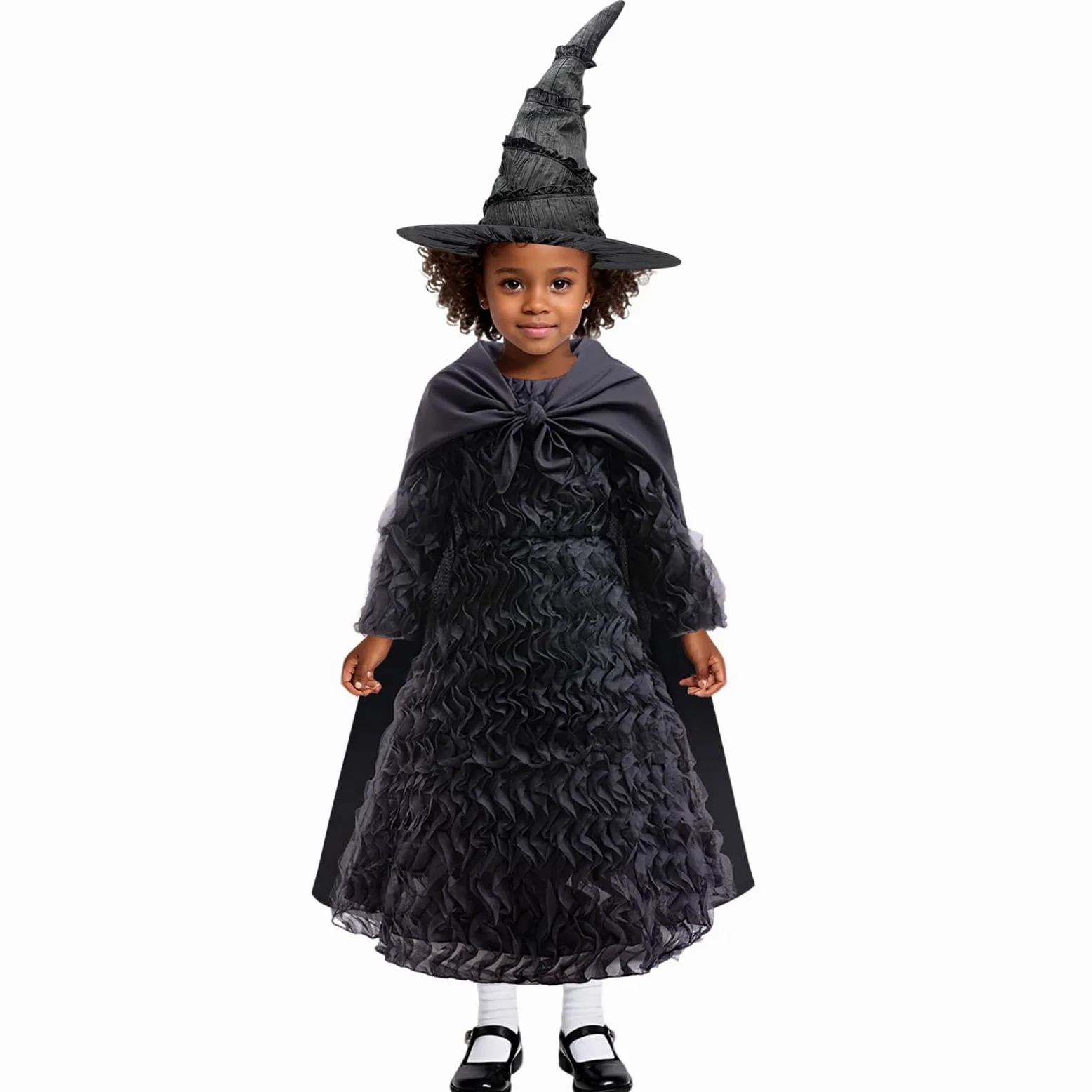Disfraz de Elphaba para niñas, disfraz de bruja, Halloween, cosplay, fiesta de cumpleaños, traje con gafas y sombrero puntiagudo