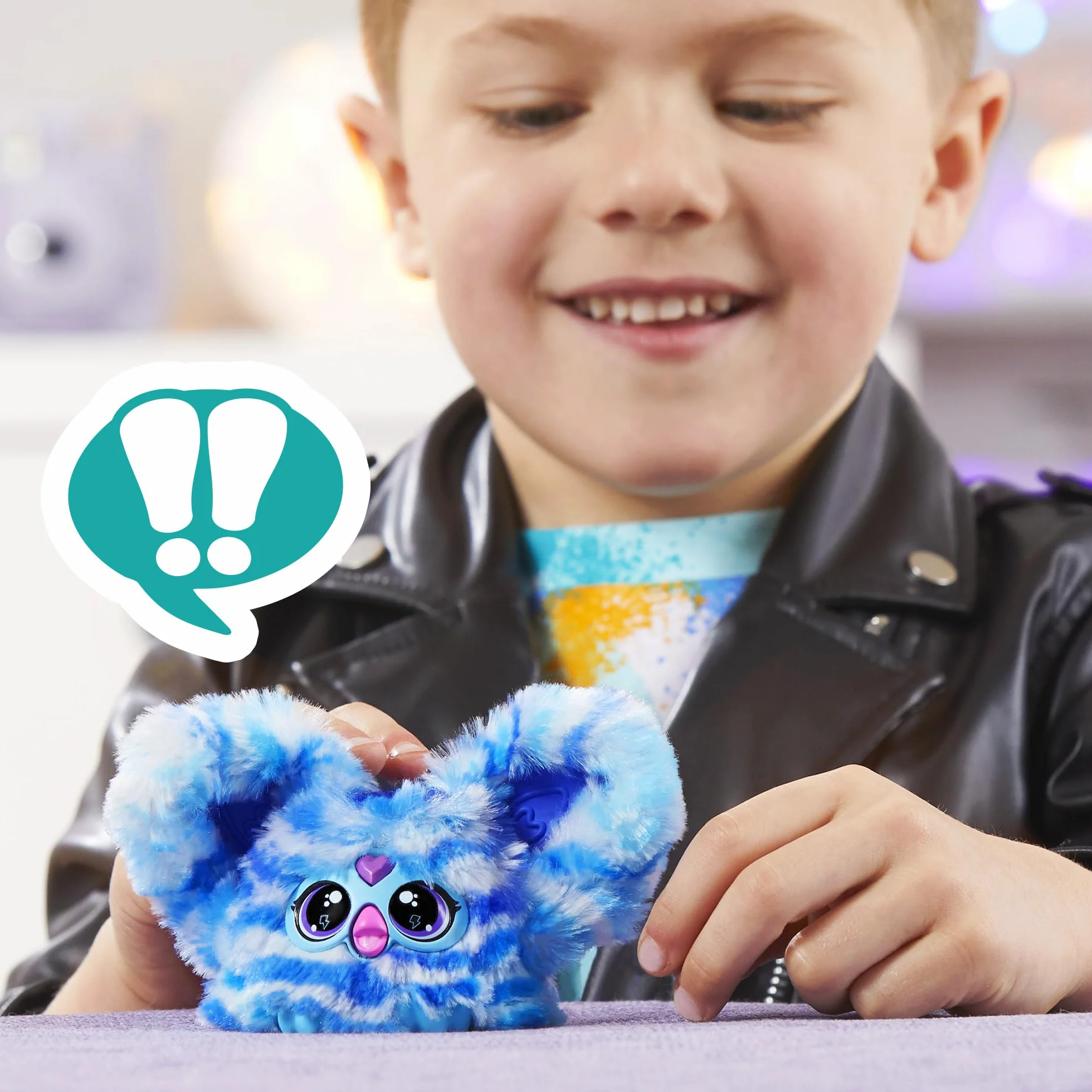 Furby Furblets, Miniamigo Ooh-Koo, Más de 45 Sonidos, Música Rock y Frases en Furbish, Peluche electrónico para niños y niñas a Partir de 6 años, Azul y Blanco