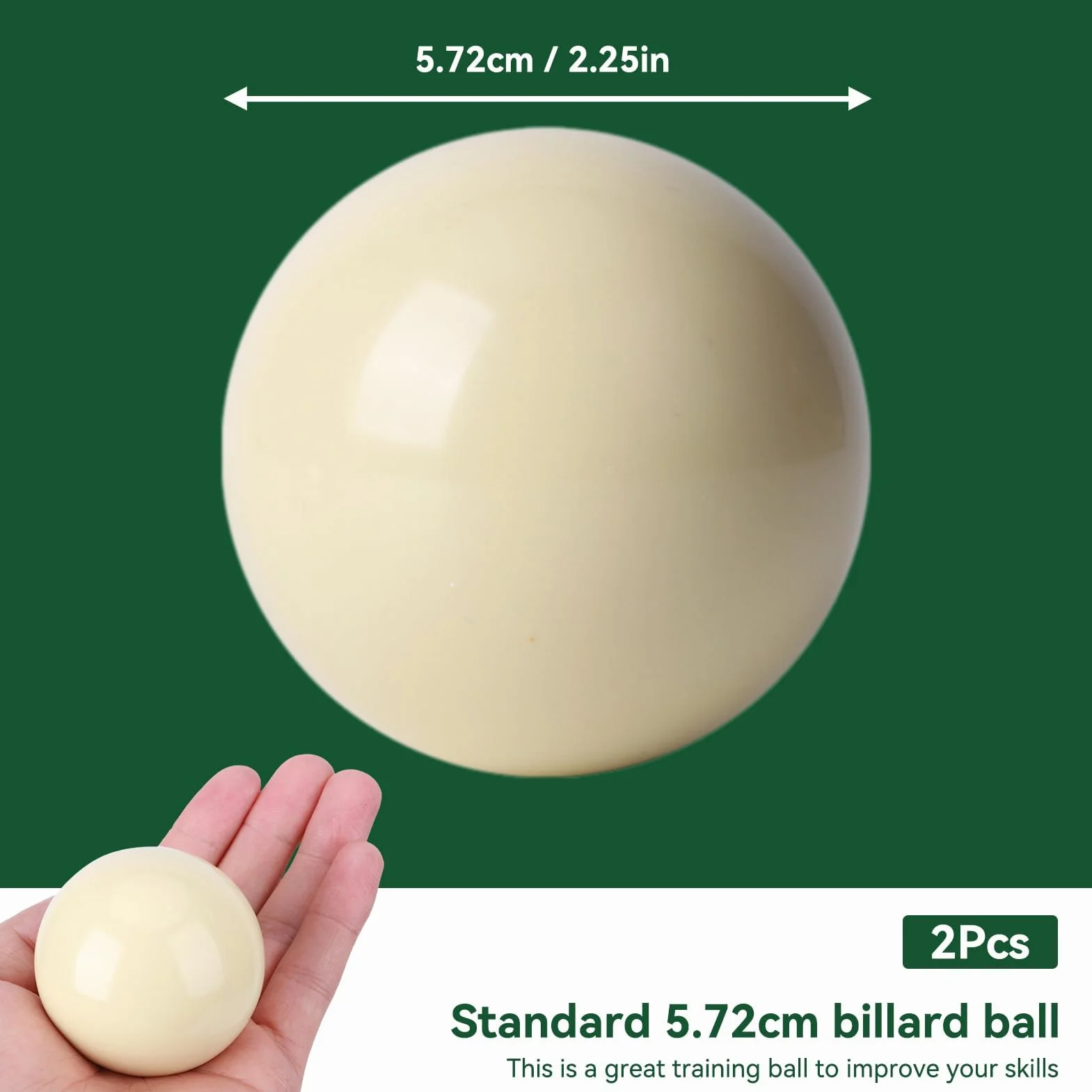 Bola Blanca de Billar Snooker 2 Piezas 5,72cm Resina Estándar para Entrenamiento