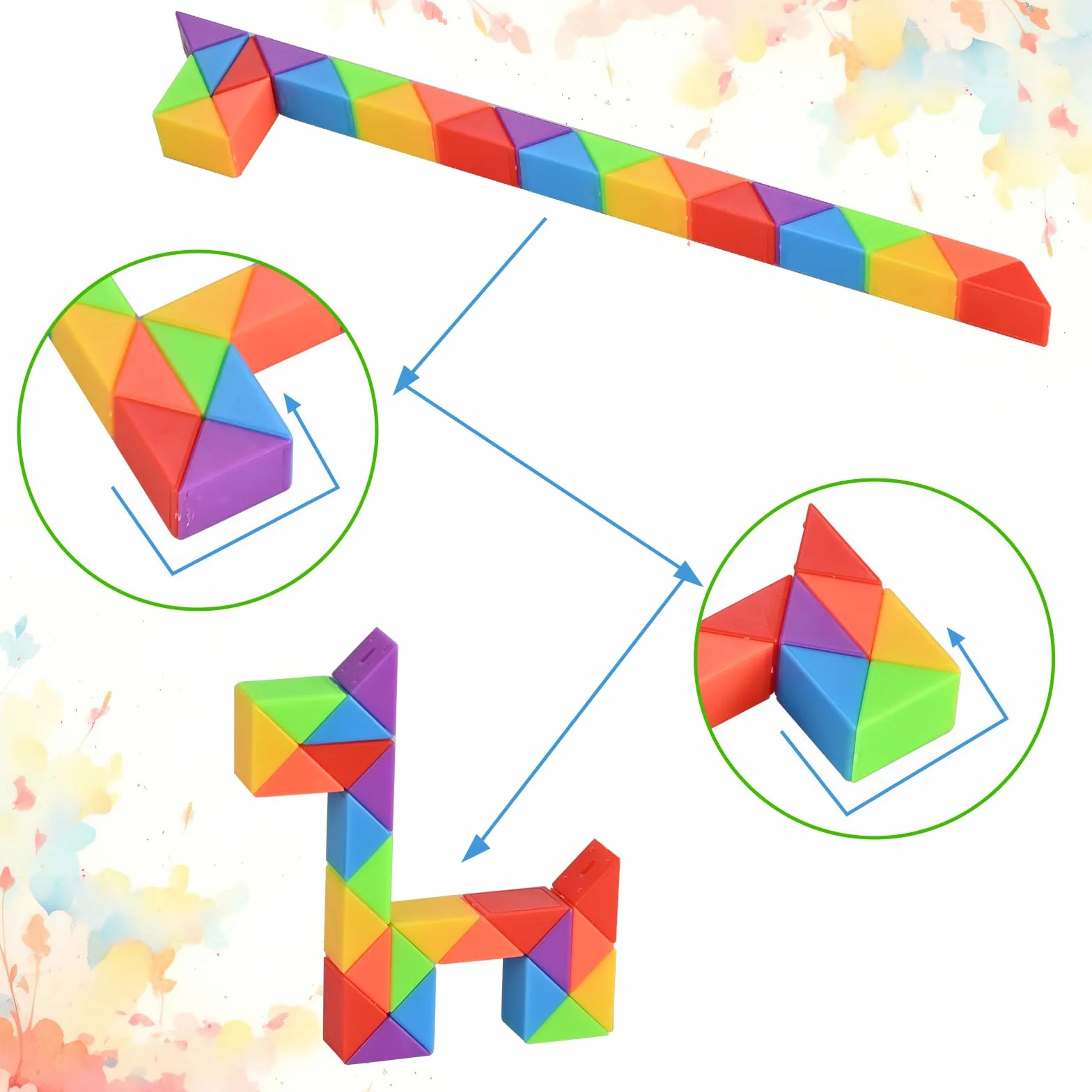 GOLDGE 15 paquetes de mini serpiente mágica de colores, 24 bloques Twistable arco iris cubo rompecabezas, gadgets cumpleaños para niños, creativos regalos de fin de fiesta de cumpleaños.