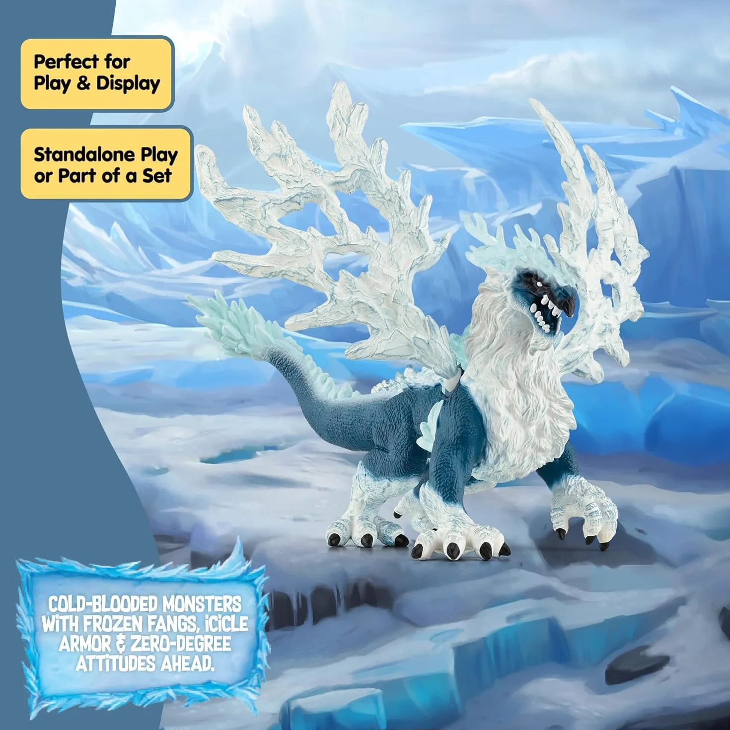 Schleich ELDRADOR Creatures | Dragón de Hielo 70790 | Figura de Monstruo con alas móviles y Elementos Transparentes | Regalo para niñas y niños | Juguete a Partir de 7 años | 20 x 15 x 13 cm