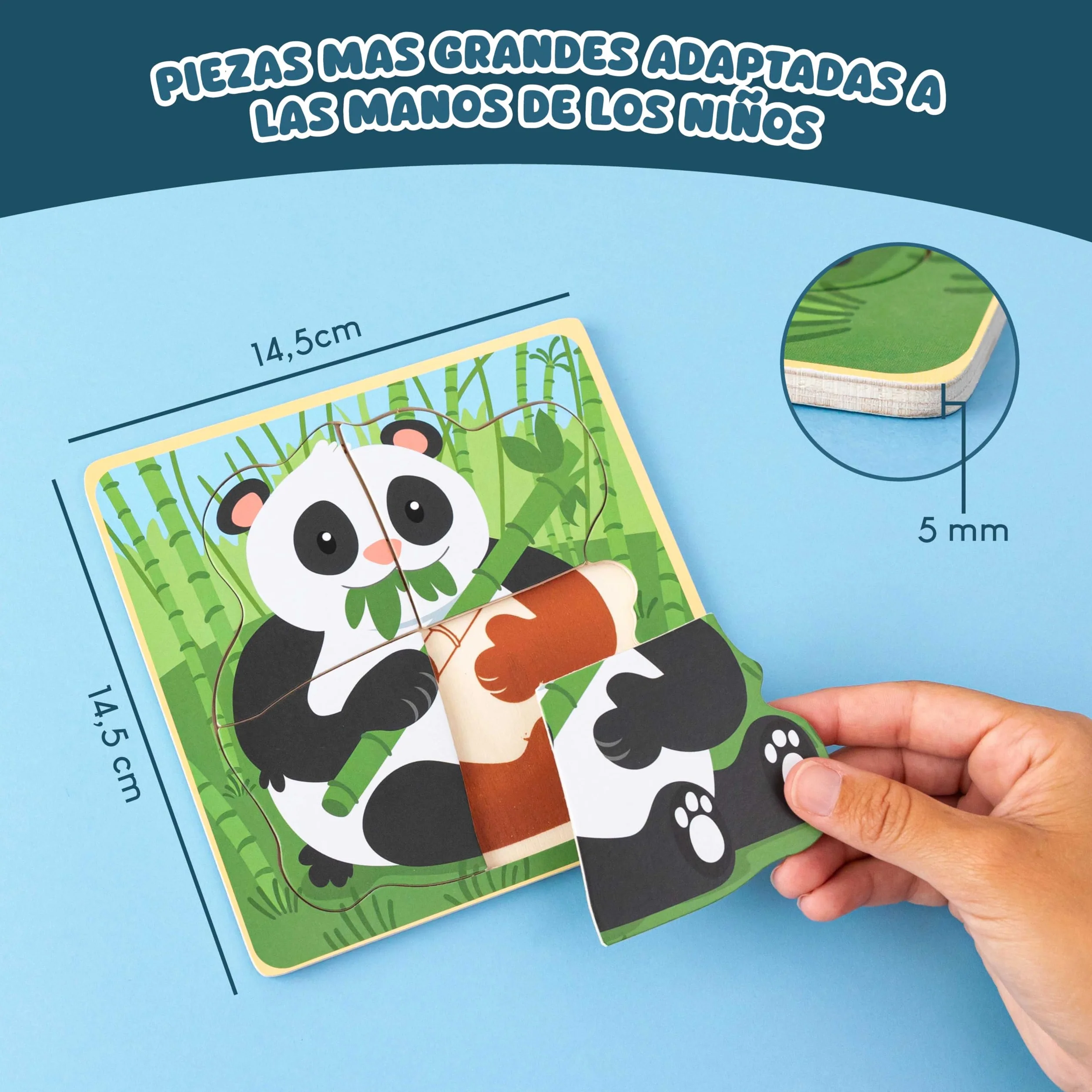 BONNYCO Puzzle Madera 4 Piezas Regalo Niños 1-5 Años Rompecabezas Infantiles
