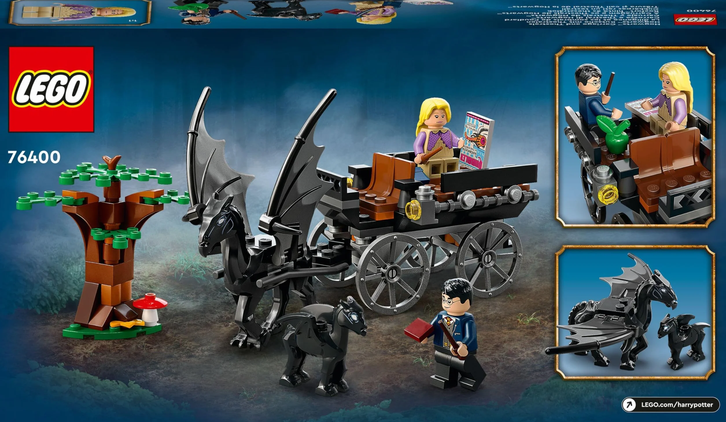 LEGO 76400 Harry Potter Carruaje y Thestrals de Hogwarts, Set de Construcción con Mini Figuras