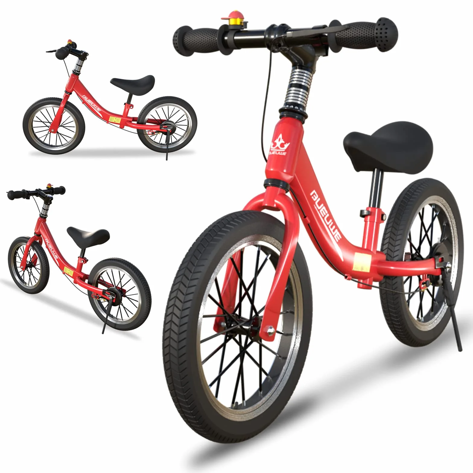 Bicicleta Sin Pedales con Freno de 2-6 años, Bici Equilibrio de 14 Pulgadas con Caballete y Timbre, Altura de Sillín Regulable, hasta 40kg, Juguetes pour Niña y Niños