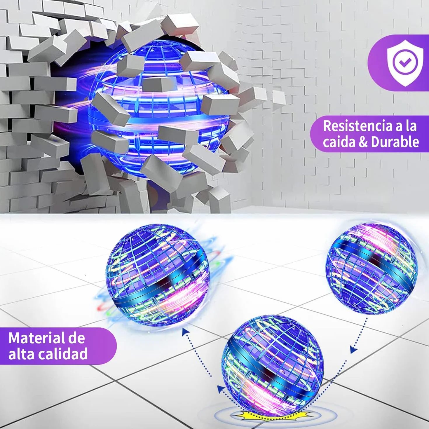 Bola Voladora Magica Fly Ball,Fly Orb Hover Ball Magic, Ovni Spinner Volador Led Flying Boomerang Orb Pelota Voladora, Bola Voladora para Niños, Mini Drones para Niños Regalo Bajo Techo
