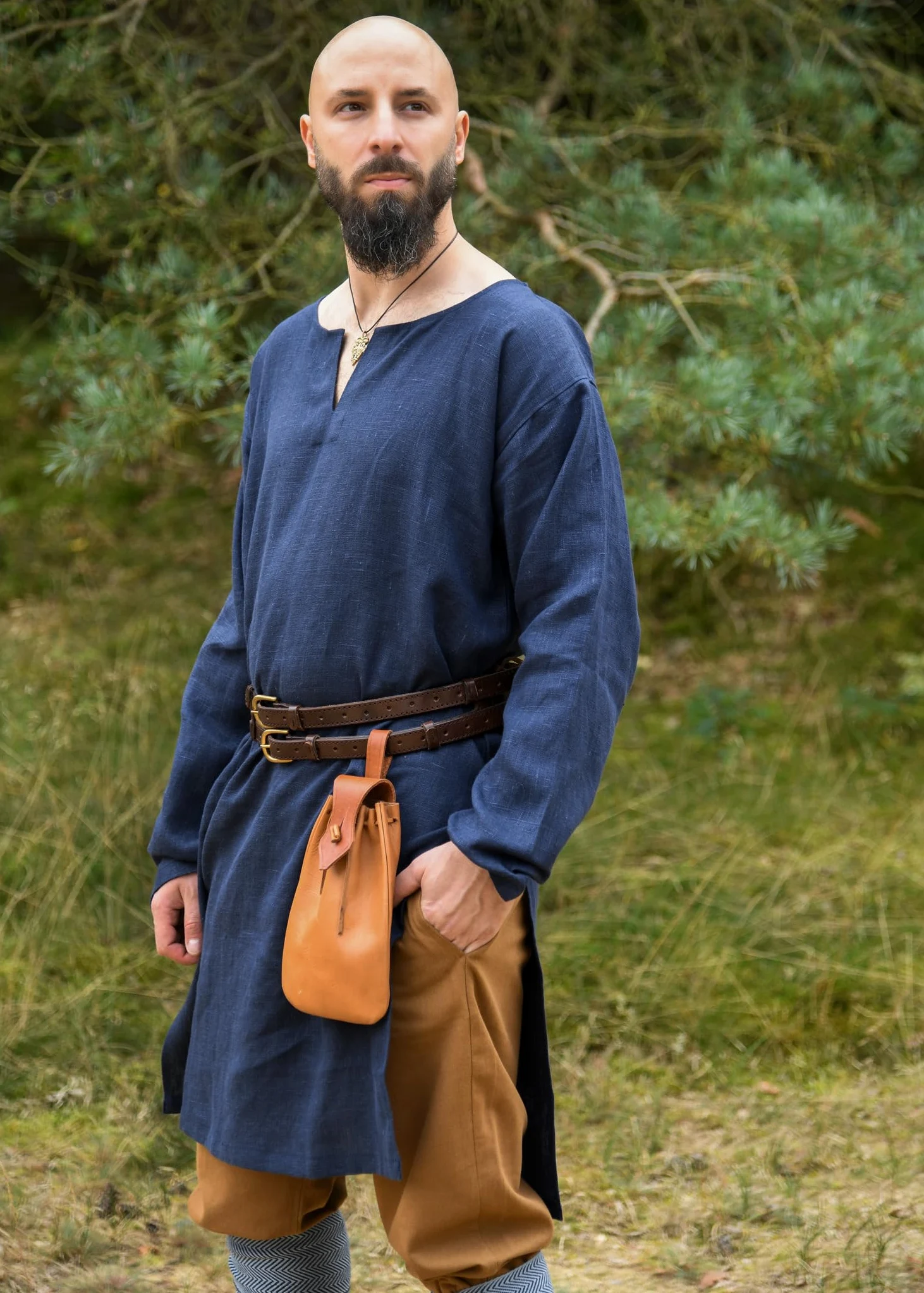 Ulfberth - Túnica de lino medieval - Camisa vikinga - Ropa medieval para hombre - Mercado medieval, vikingo, pirata, LARP
