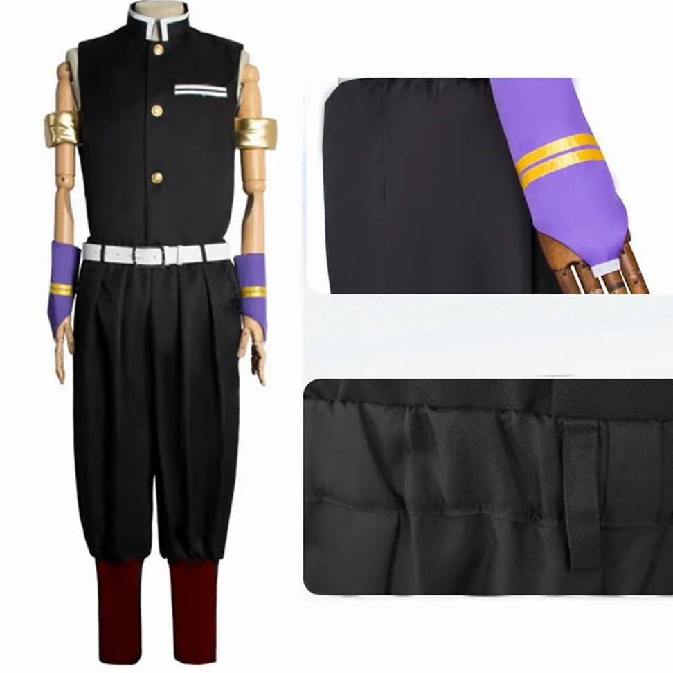 Disfraz de cosplay de anime de talla estadounidense, color negro, traje de fiesta para hombre