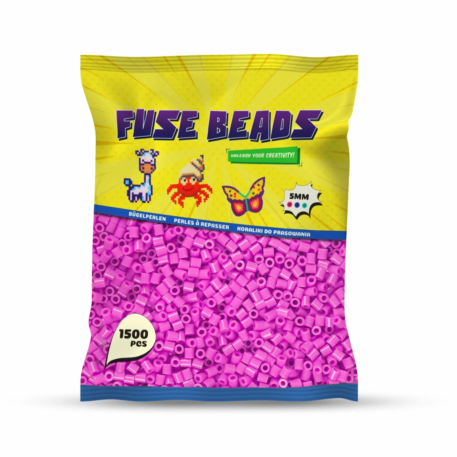 Benny Beads 1500 Piezas Cuentas para Planchar, 5mm, Juego de Plásticos Abalorio, Diseño de Joyas, Para DIY Manualidades Manualidad, Fuse Beads