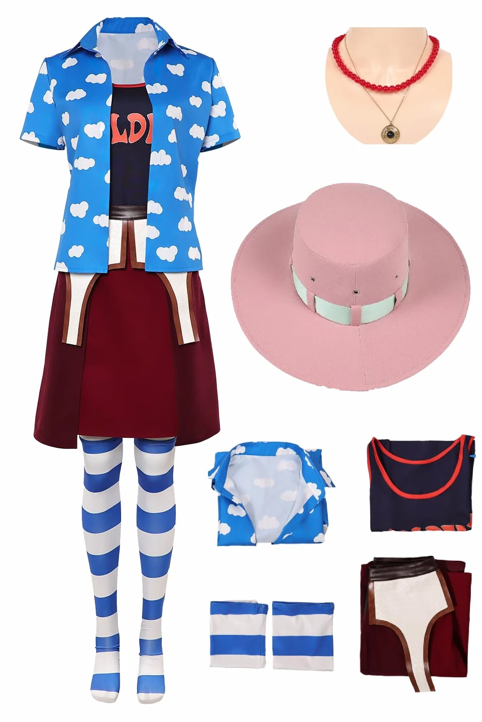 Anime Cosplay Mujer Vestido Sombrero Traje Camisa Goldenweek Cosplay Disfraz Carnaval Halloween