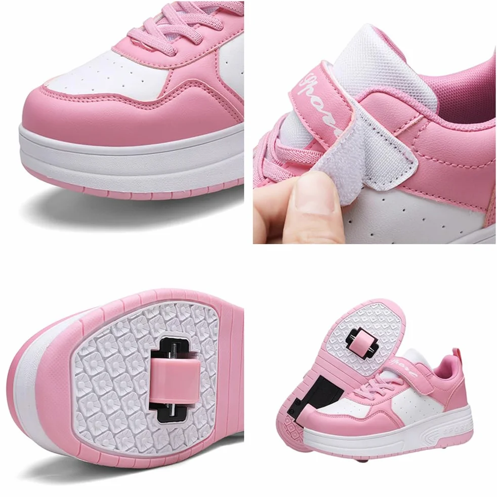 Zapatos con Ruedas para Niña y Niño Patines Retráctil 2 Ruedas Zapatillas Deportivas al Aire Libre 29-40 EU