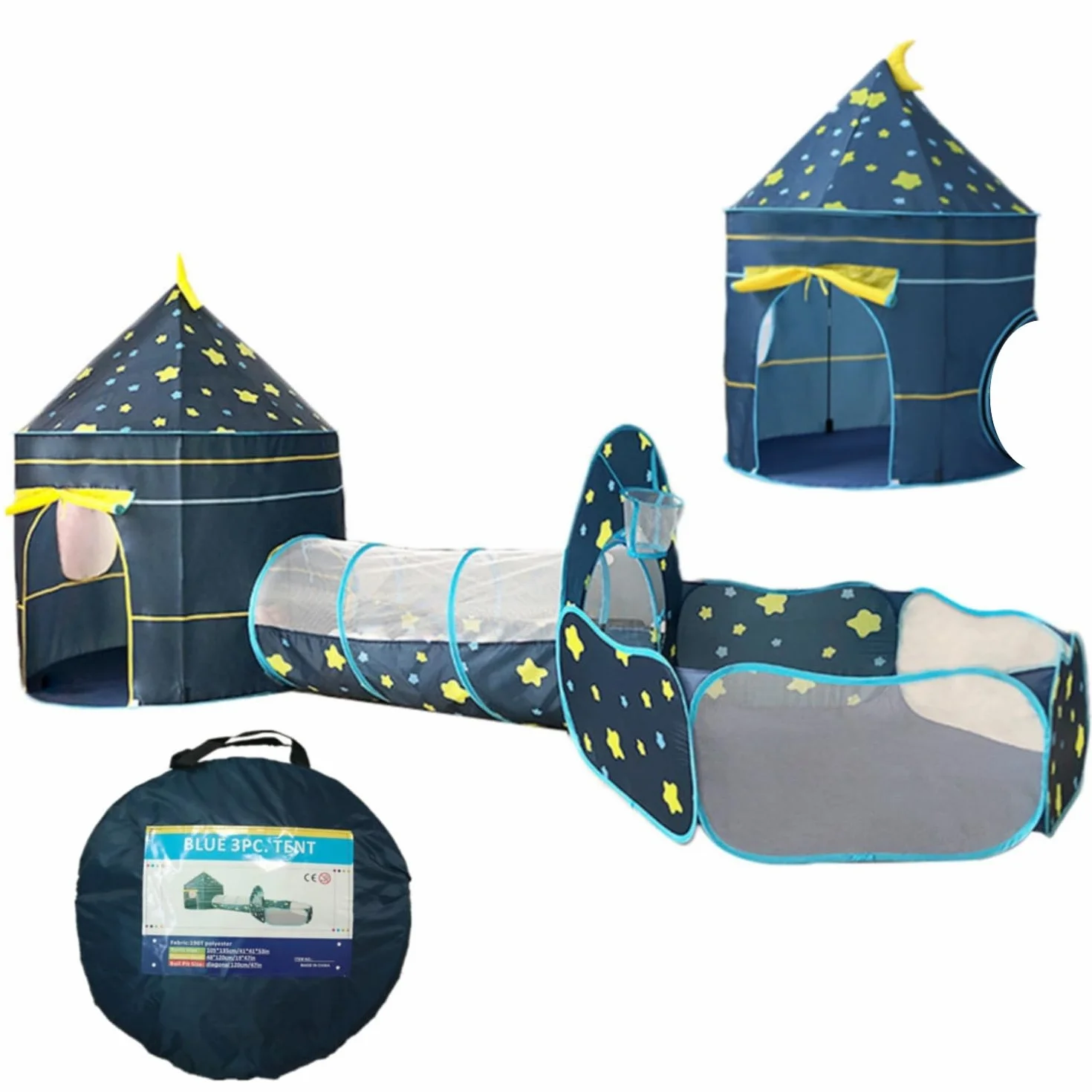 Tunel de Juego Infantil, Tienda campaña Infantil, Carpa Infantil con túnel y Piscina de Bolas, Casa de Juegos 3 y 1 para niñas y niños, Almacenaje Plegable