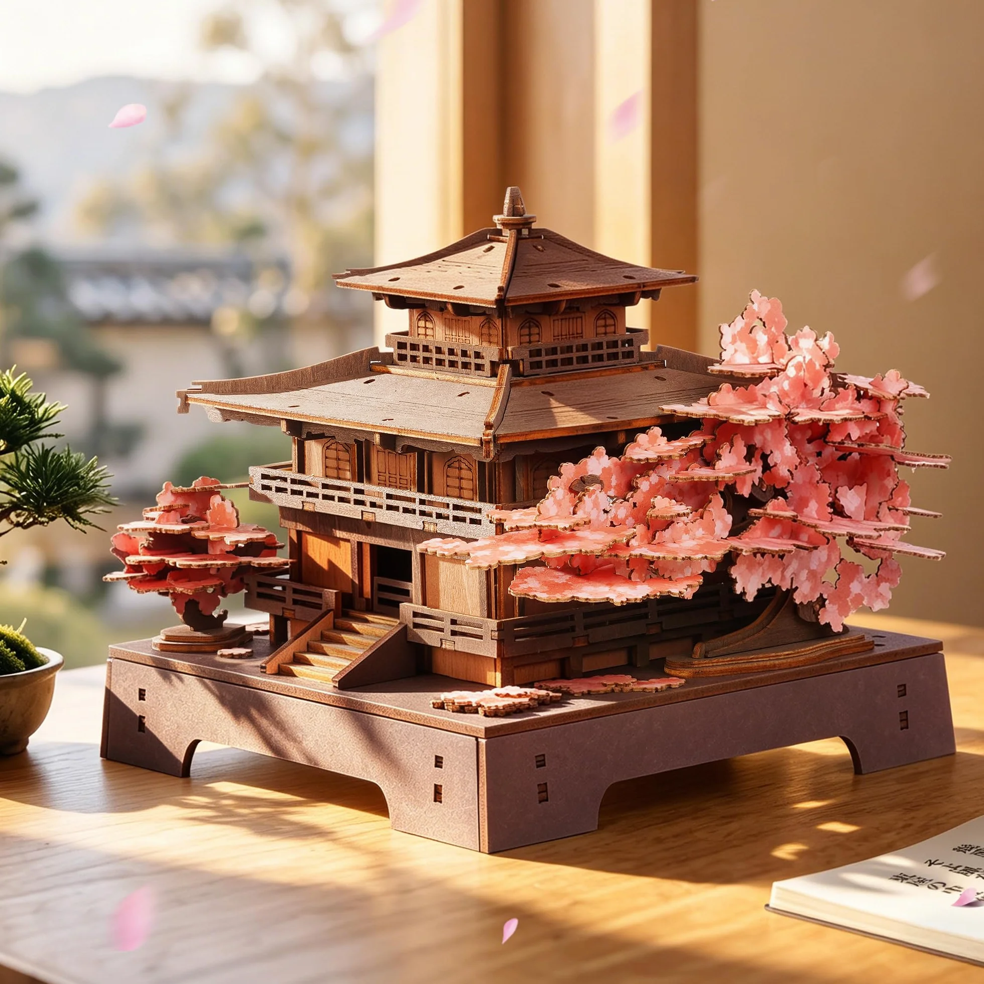 ROWOOD Puzzle 3D Adultos Madera, Maquetas para Montar Pabellón Sakura, Maquetas de Madera Japonesas para Construir, Kit DIY de Construcción, Regalo Manualidades y Decoración Casa