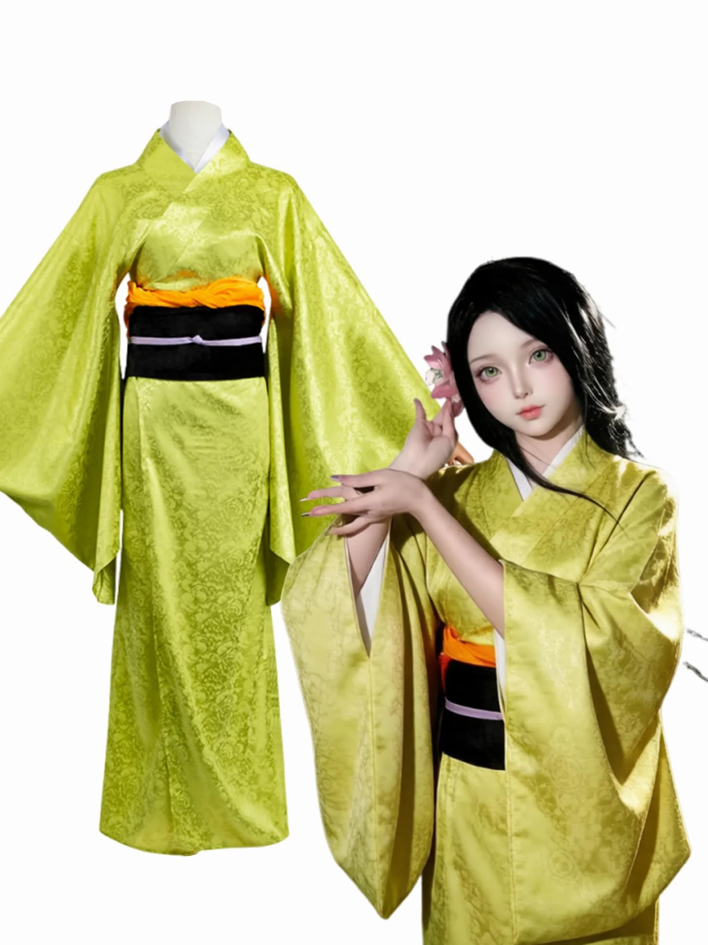 Kanroji Mitsuri Cosplay Disfraz Kimono Disfraz Rosa Anime Mujer Uniforme Halloween Carnaval Disfraz