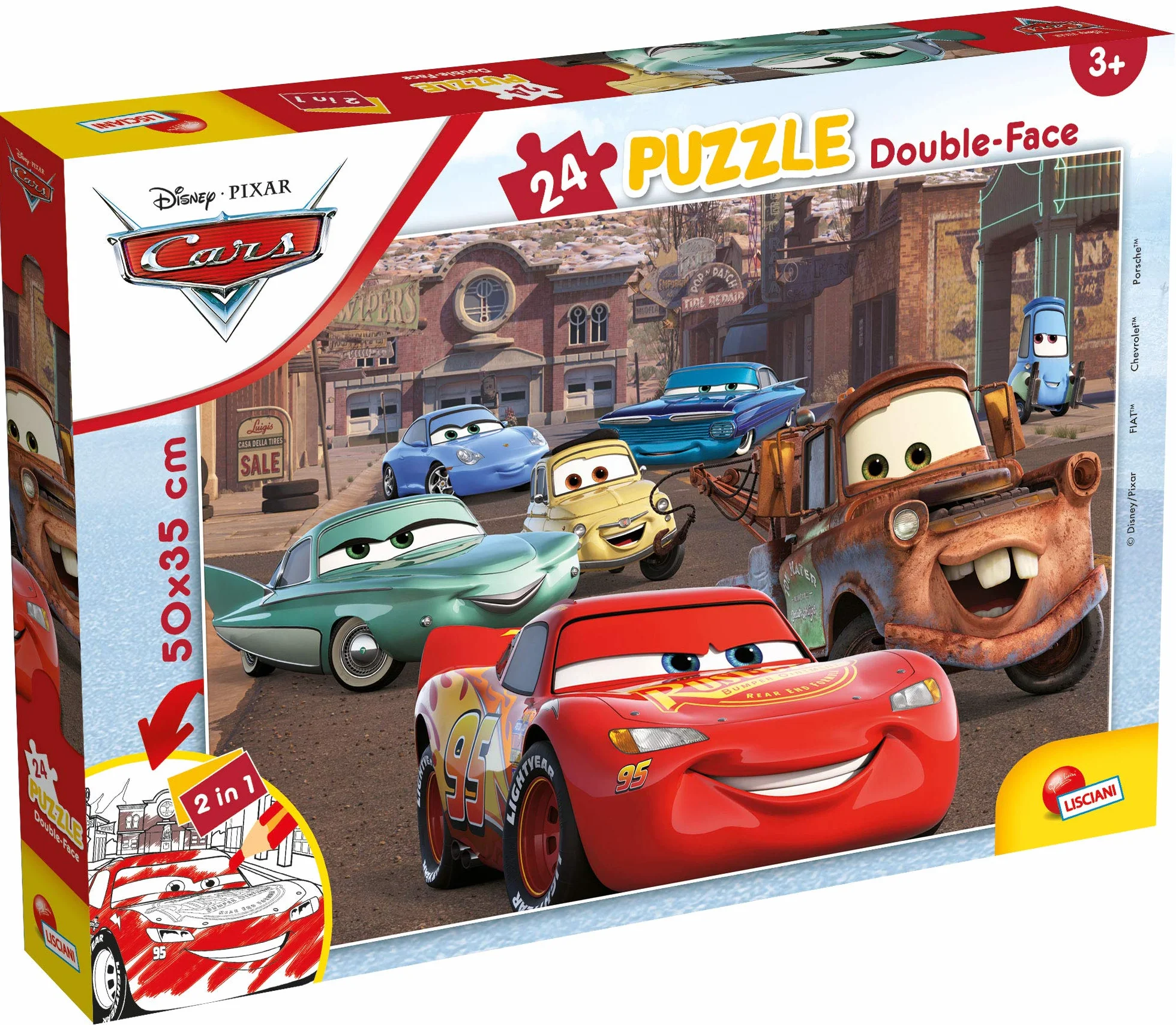 Lisciani - Puzzle DISNEY Cars - Personajes de Autos - Puzzle Progresivo - Juego Educativo - Para Niños a Partir de 3 Años - Caja Especial Autocorrectora - Fabricado en Italia