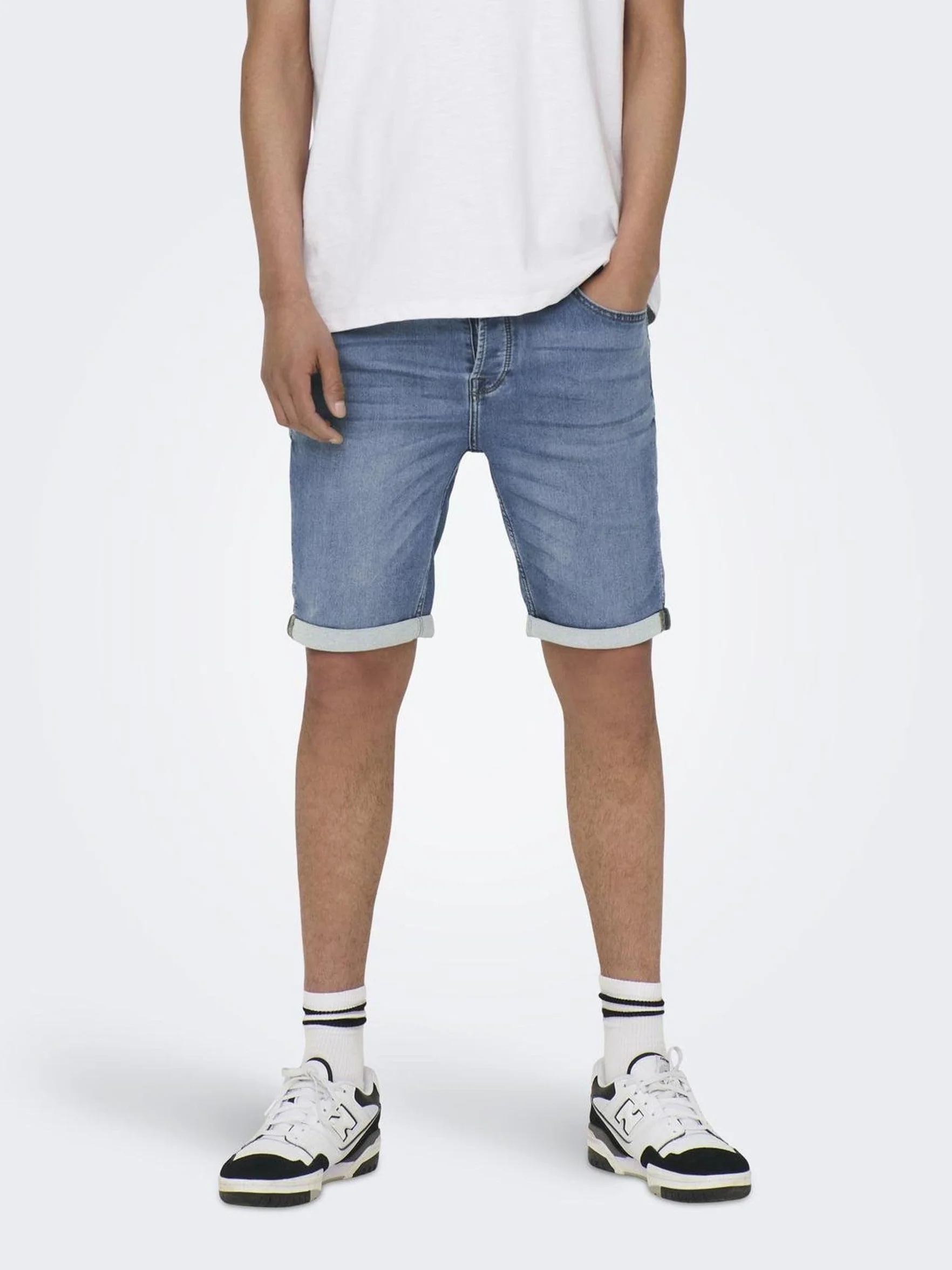 Hombres O&S Pantalones Cortos de Mezclilla Capri 3/4 Bermudas Verano Ocio